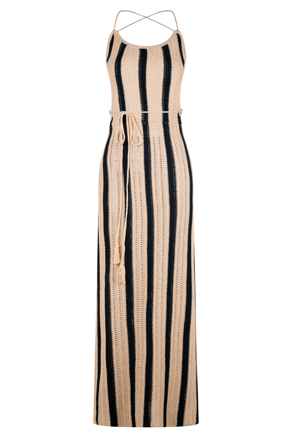 Shepherd Crochet Halter Maxi Dress - Gold/Black