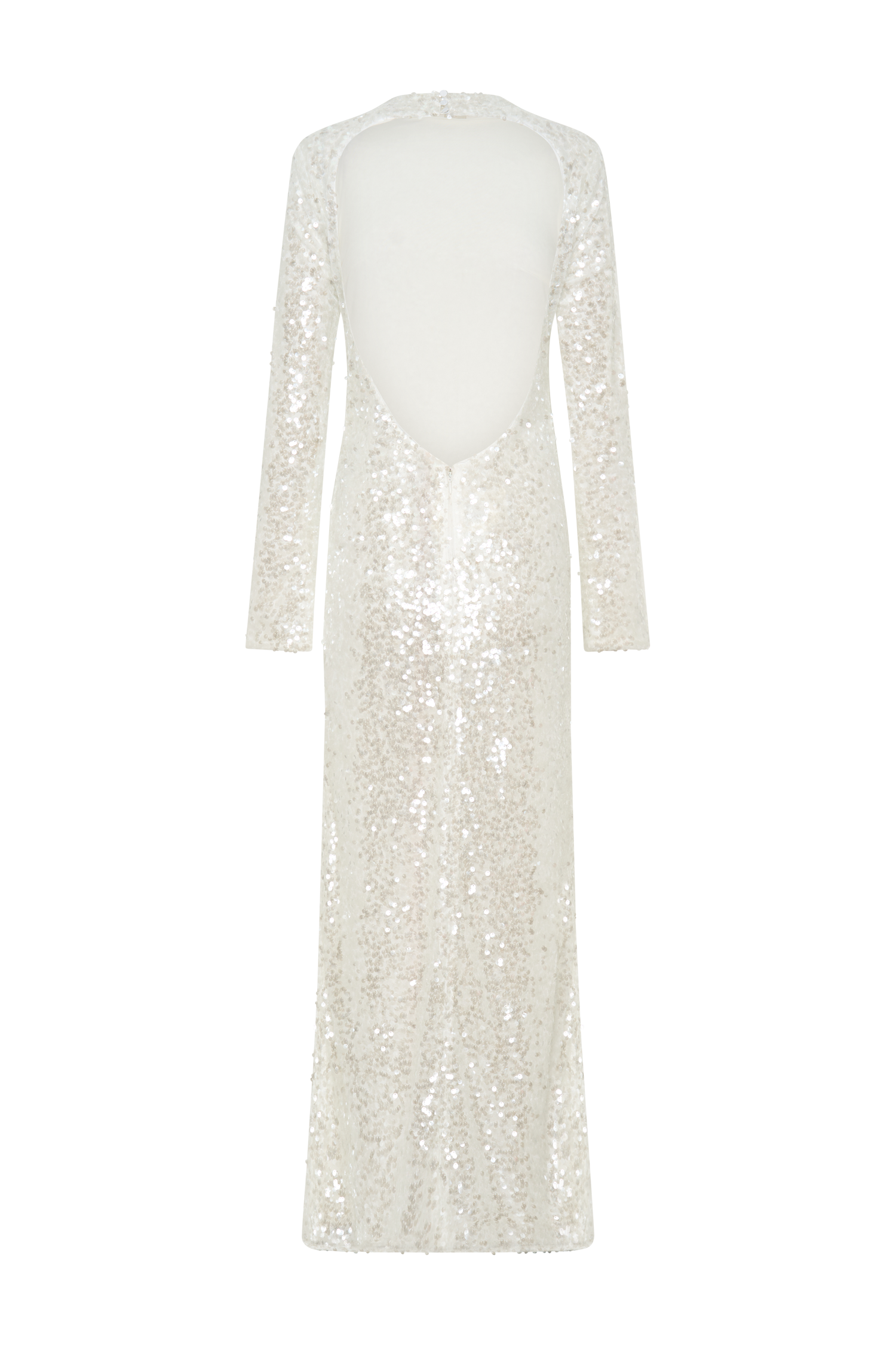 Sofia Long Sleeve Sequin Maxi Dress - White #9
