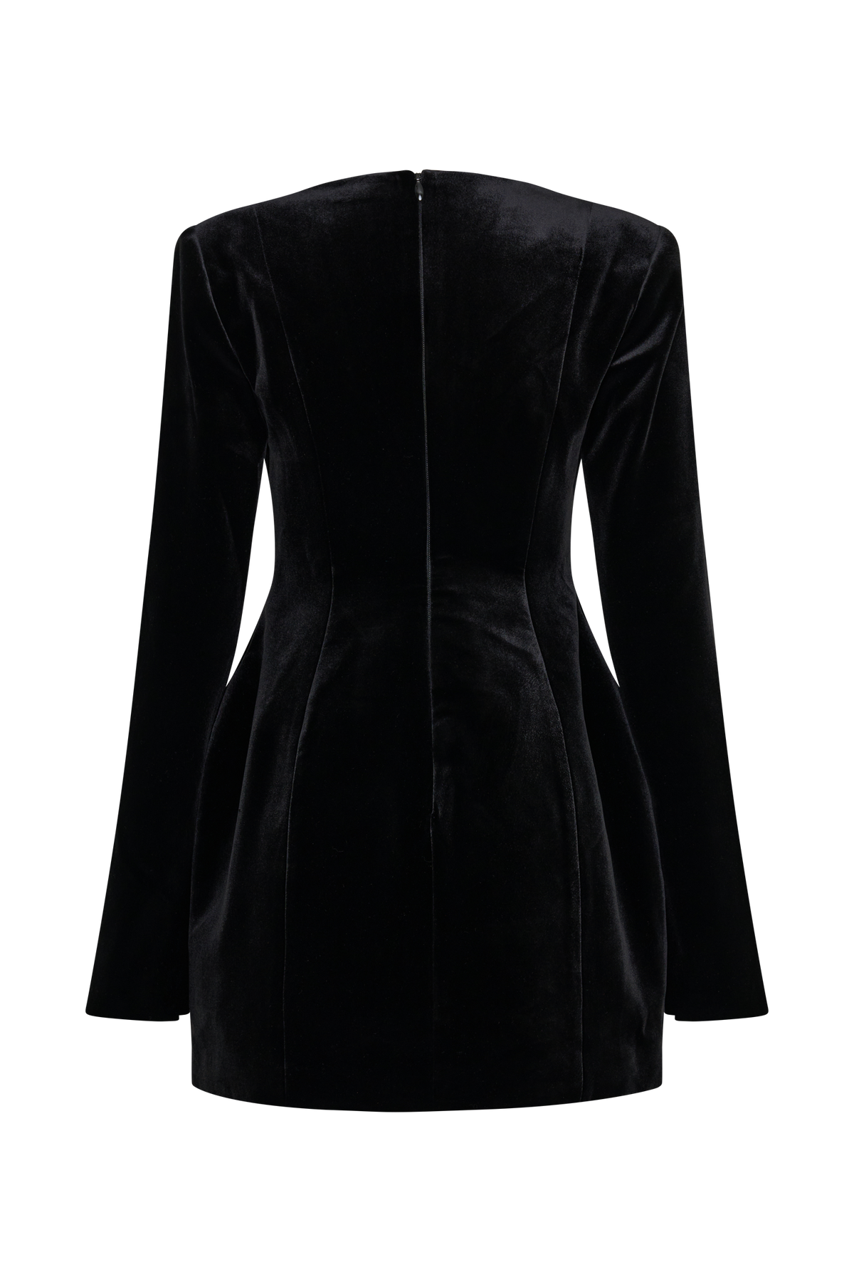 Trinity Abstract Neck Velvet Mini Dress - Black