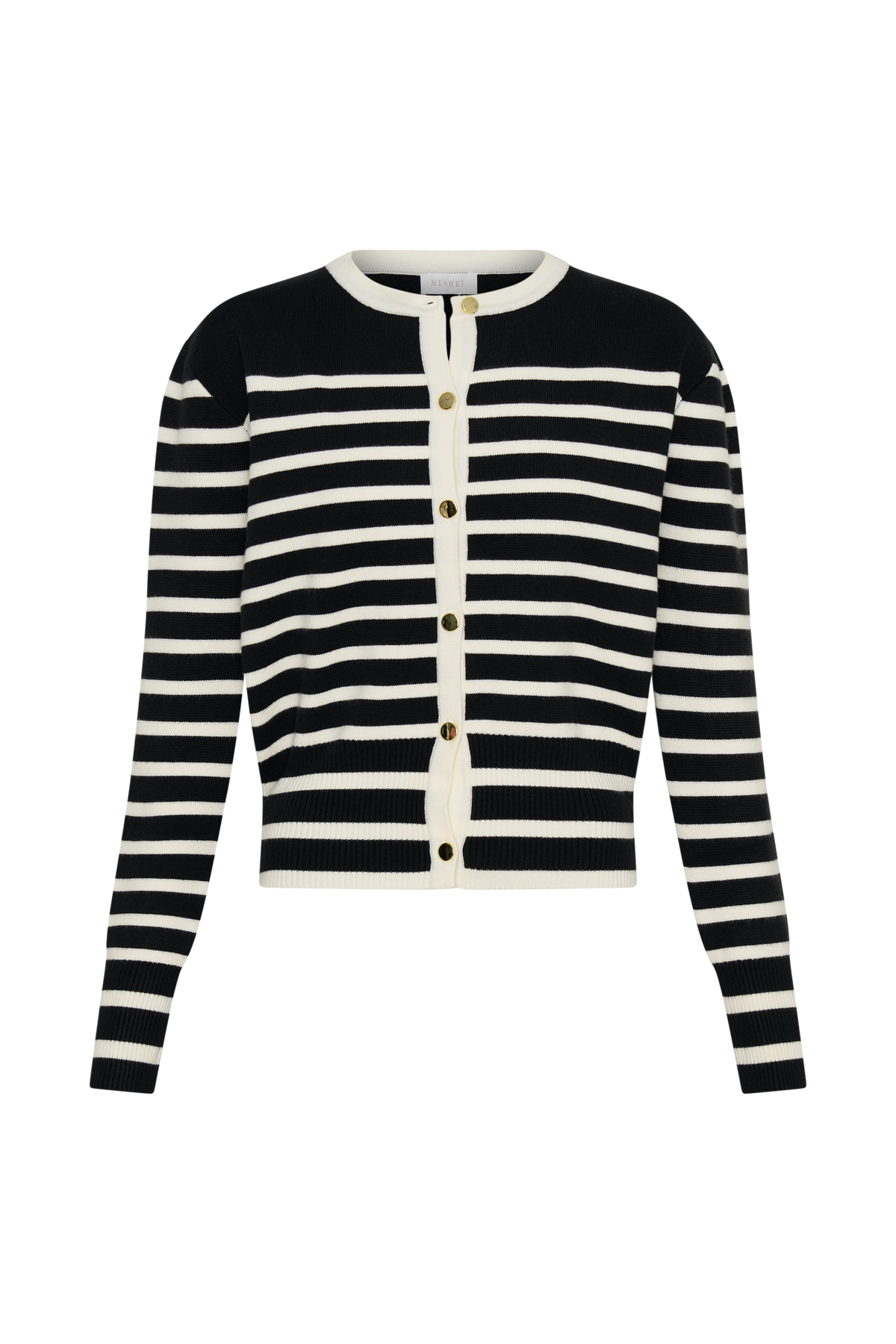 Talia Stripe Knit Cardigan - Black/White #13