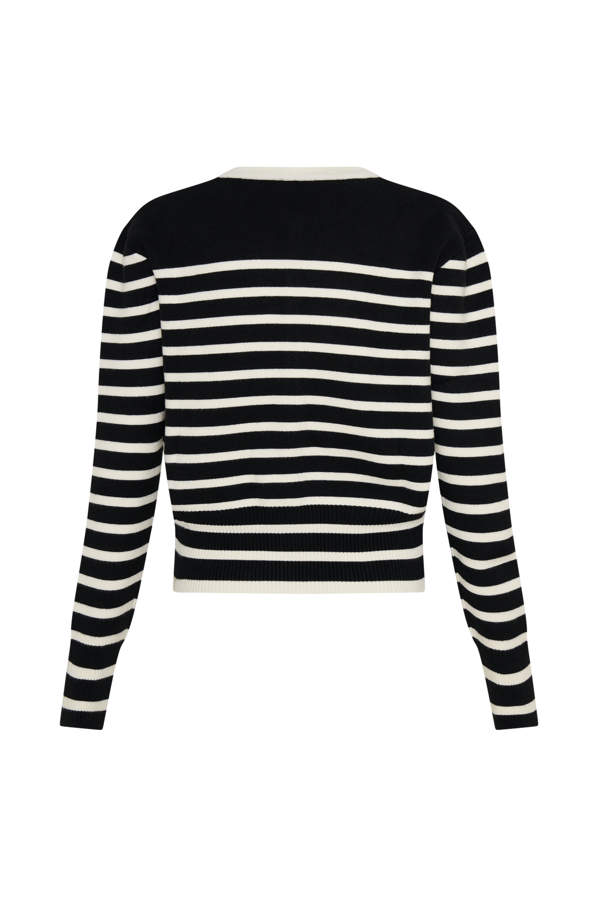 Talia Stripe Knit Cardigan - Black/White #12