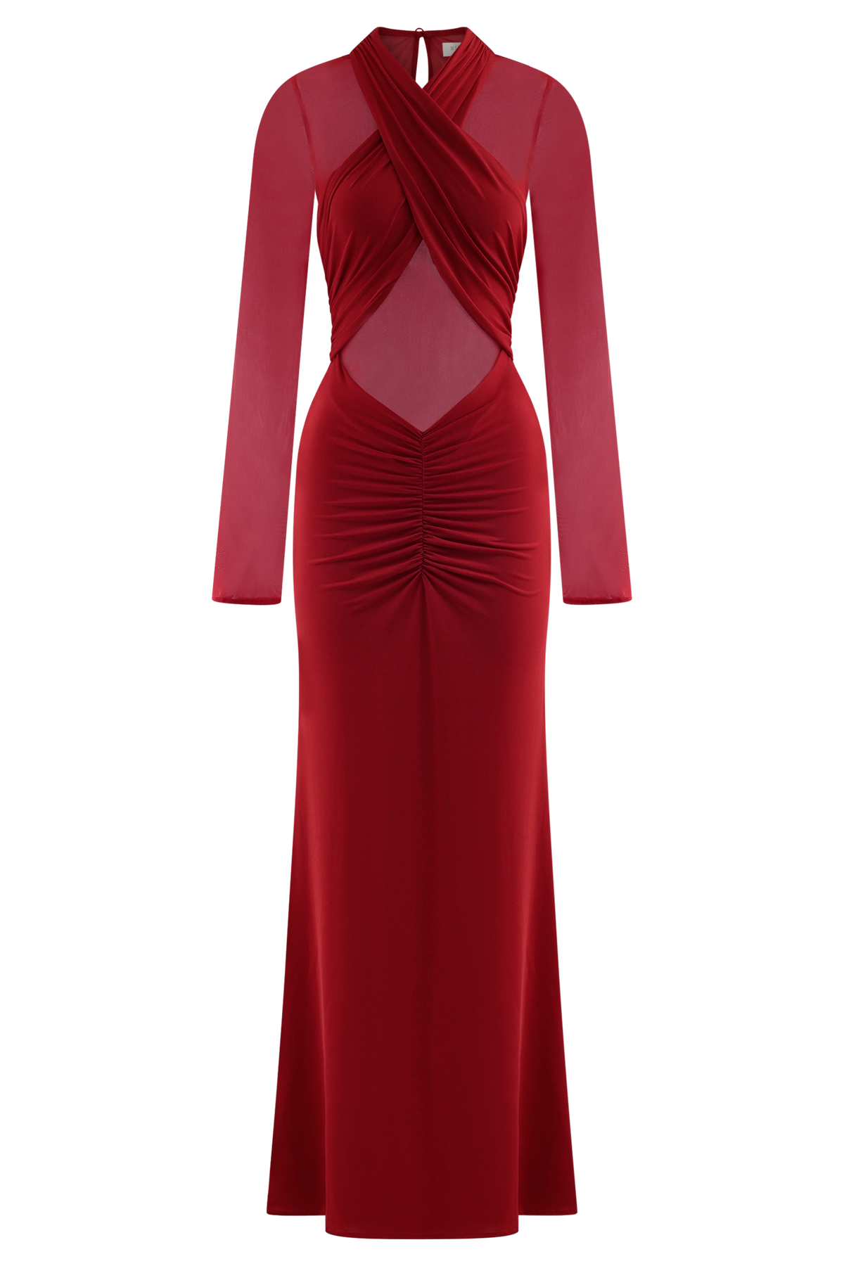 Tania Slinky And Mesh Long Sleeve Maxi Dress - Ruby #9