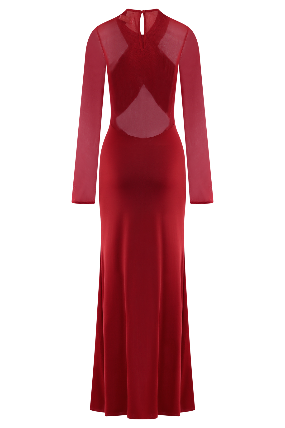 Tania Slinky And Mesh Long Sleeve Maxi Dress - Ruby #8