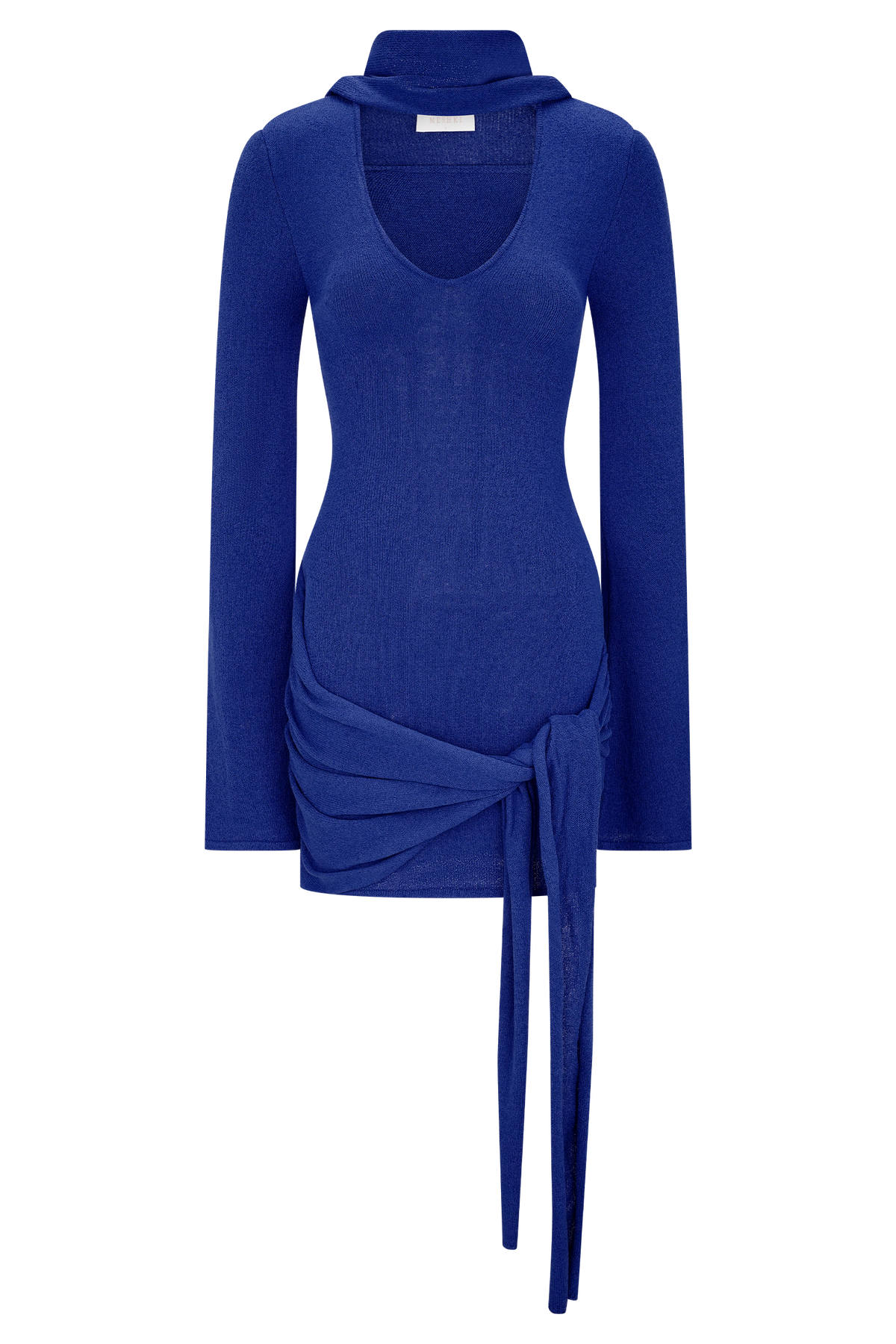 Taron Knit Mini Dress With Scarf - Cobalt #9