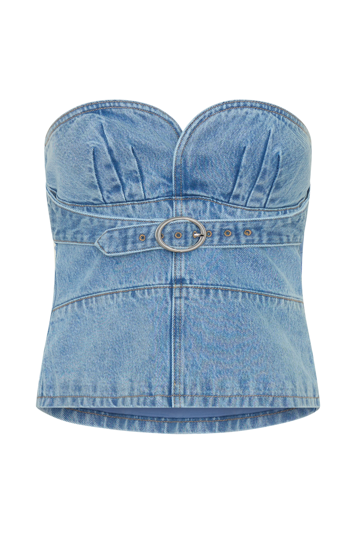 Tommy Strapless Denim Top With Buckle - Classic Blue #10