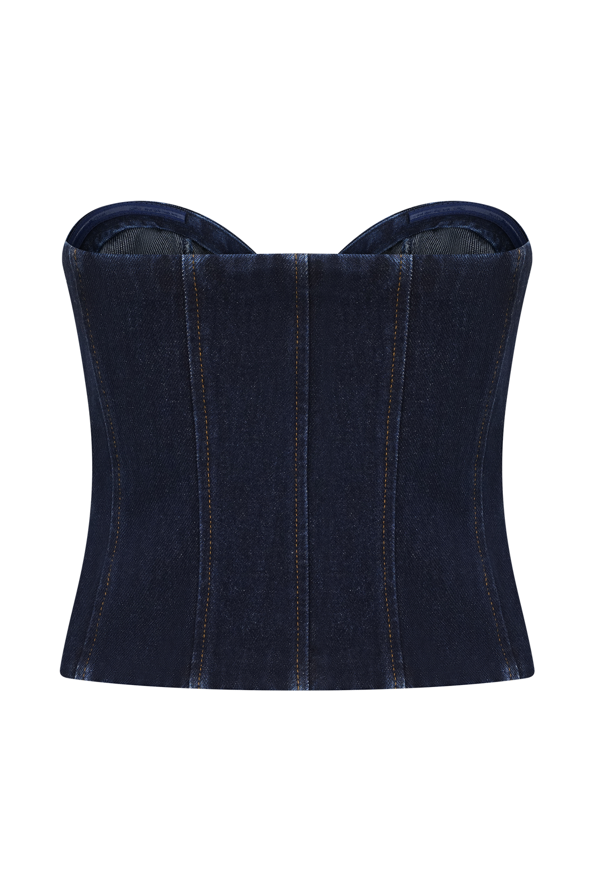 Tully Strapless Topstitch Denim Top - Indigo Blue #8