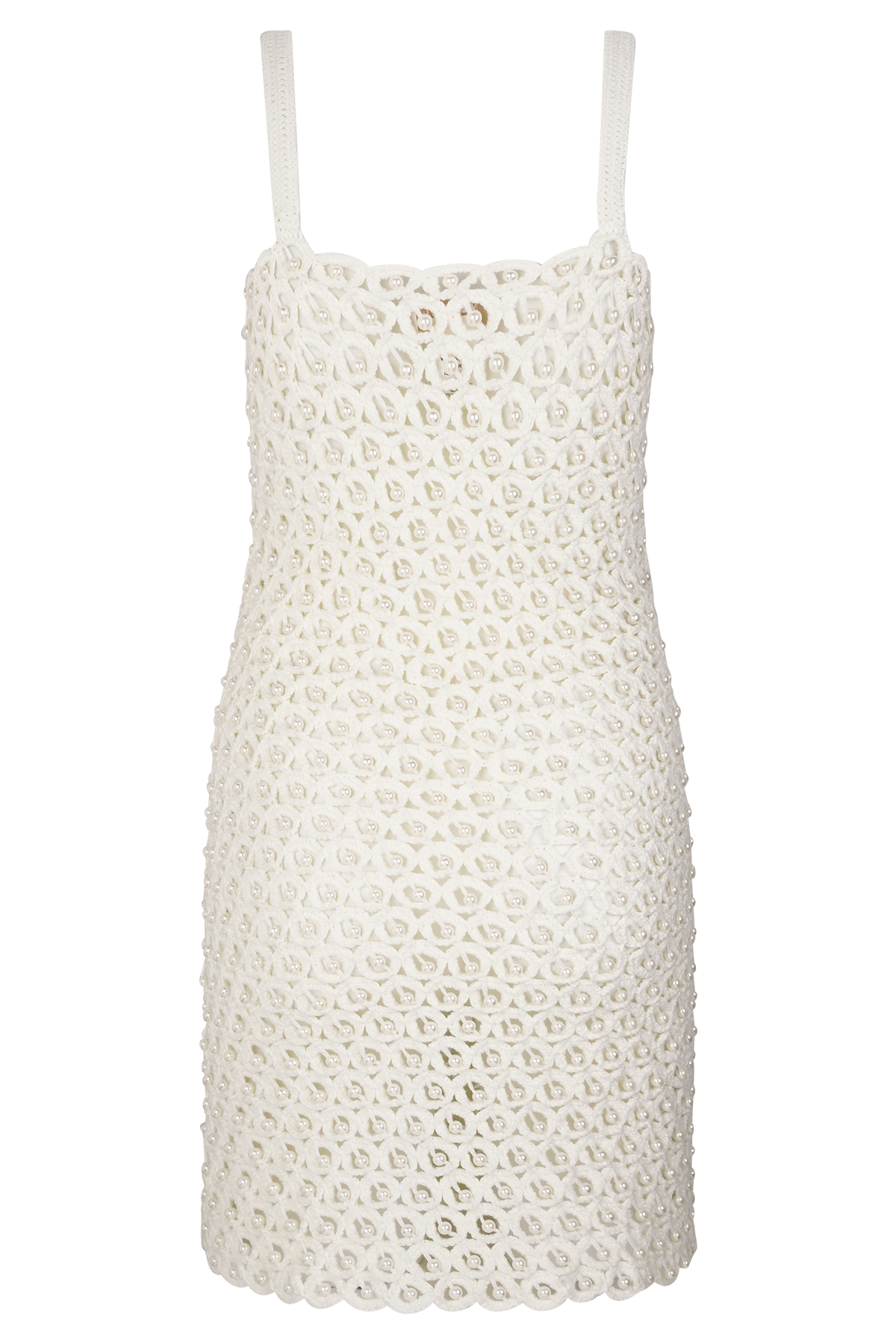 Vanessa Hand Crochet Pearl Mini Dress - Ivory #11