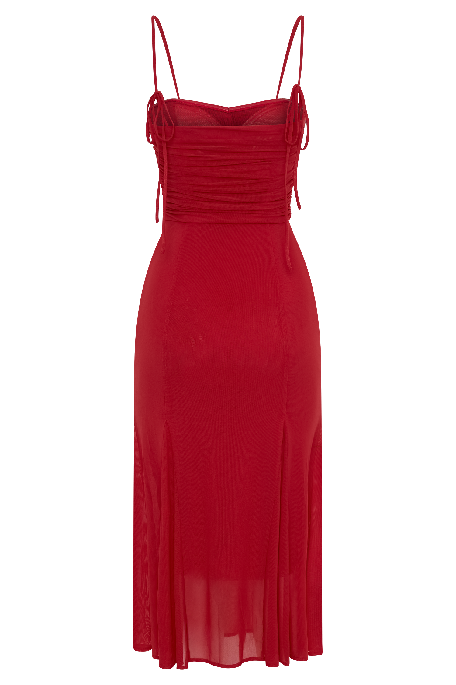 Willa Gathered Mesh Midi Dress - Ruby #7