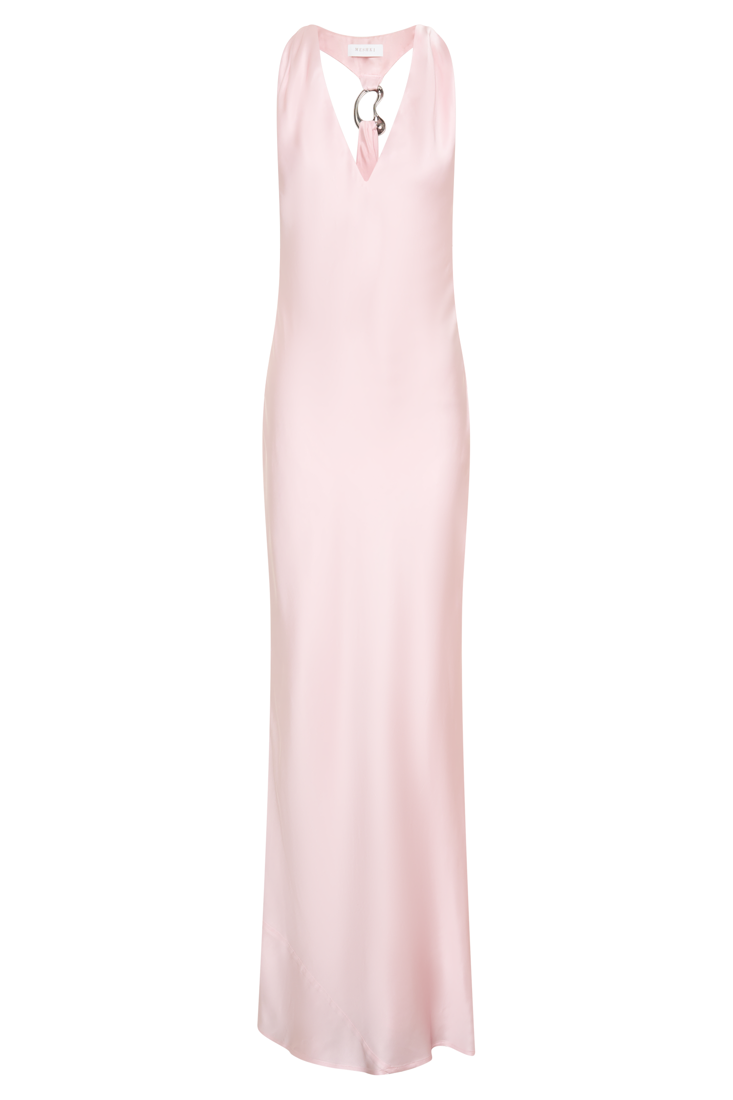 Winnie Halter Satin Maxi Dress With Hardware - Pale Pink #11