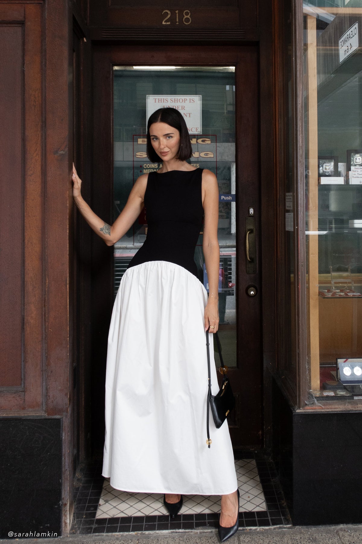 Acacia Contrast Sleeveless Maxi Dress - Black/White #7