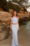 Irene Gathered Knit Maxi Skirt - Blue