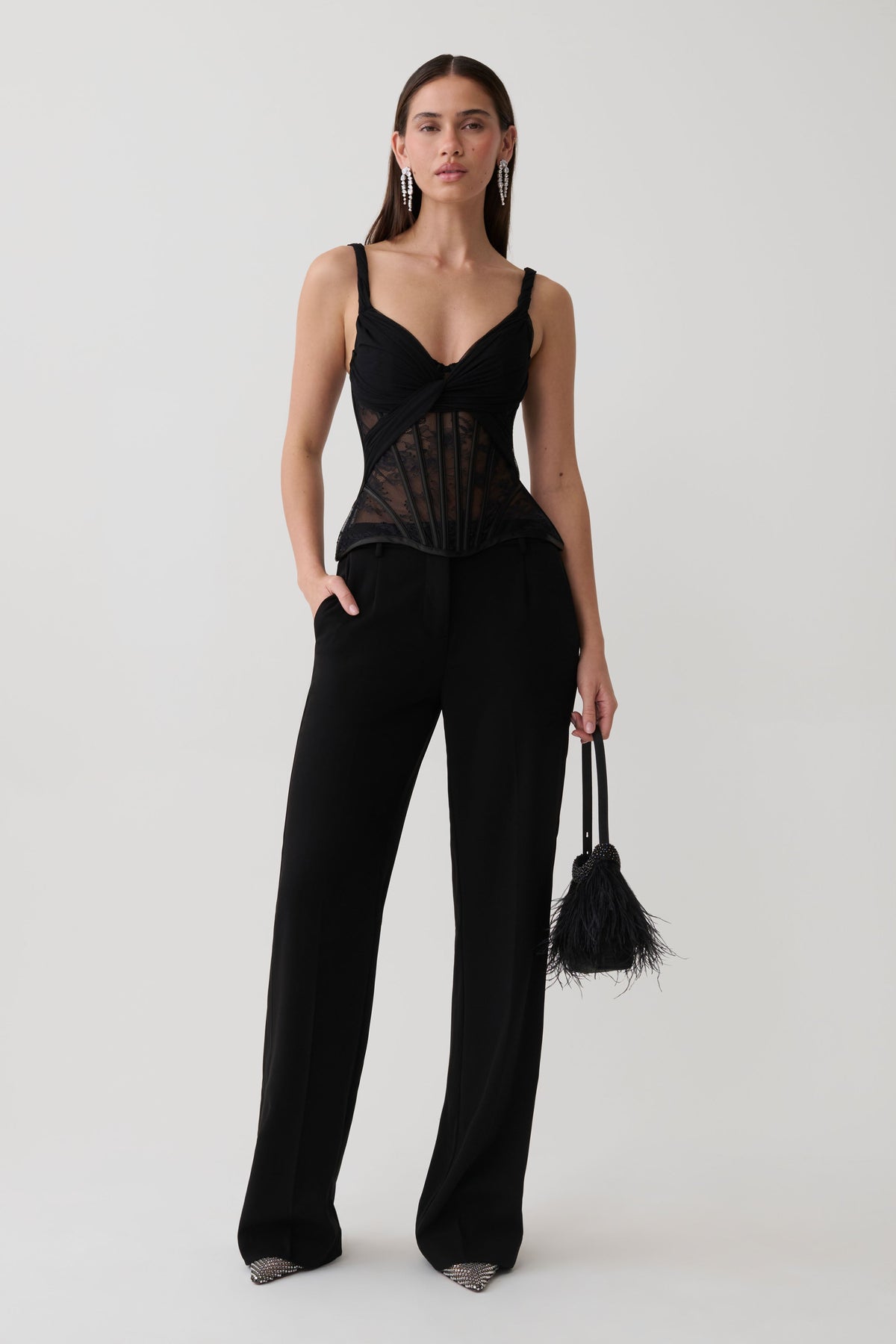 Nadia Tulle Boned Corset - Black #6