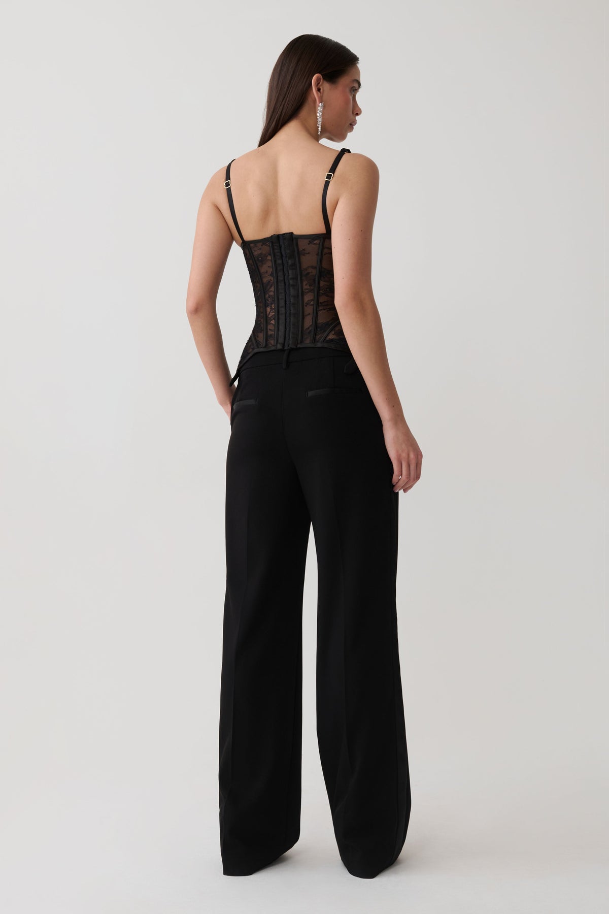 Nadia Tulle Boned Corset - Black