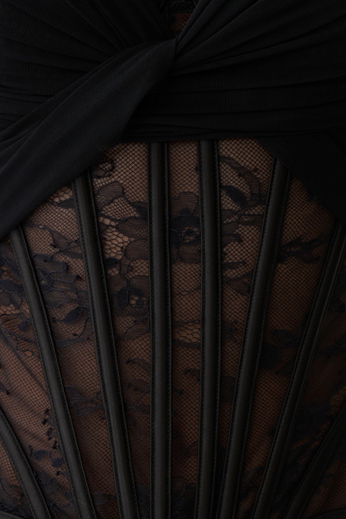 Nadia Tulle Boned Corset - Black #7