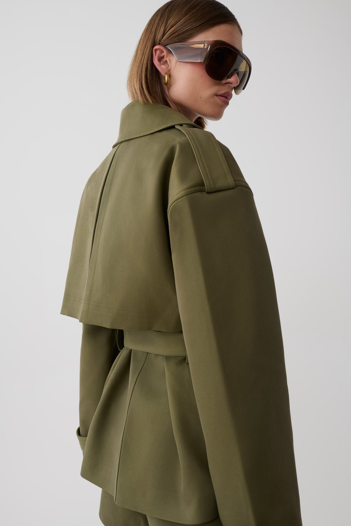 Alden Short Trench Jacket - Olive #3