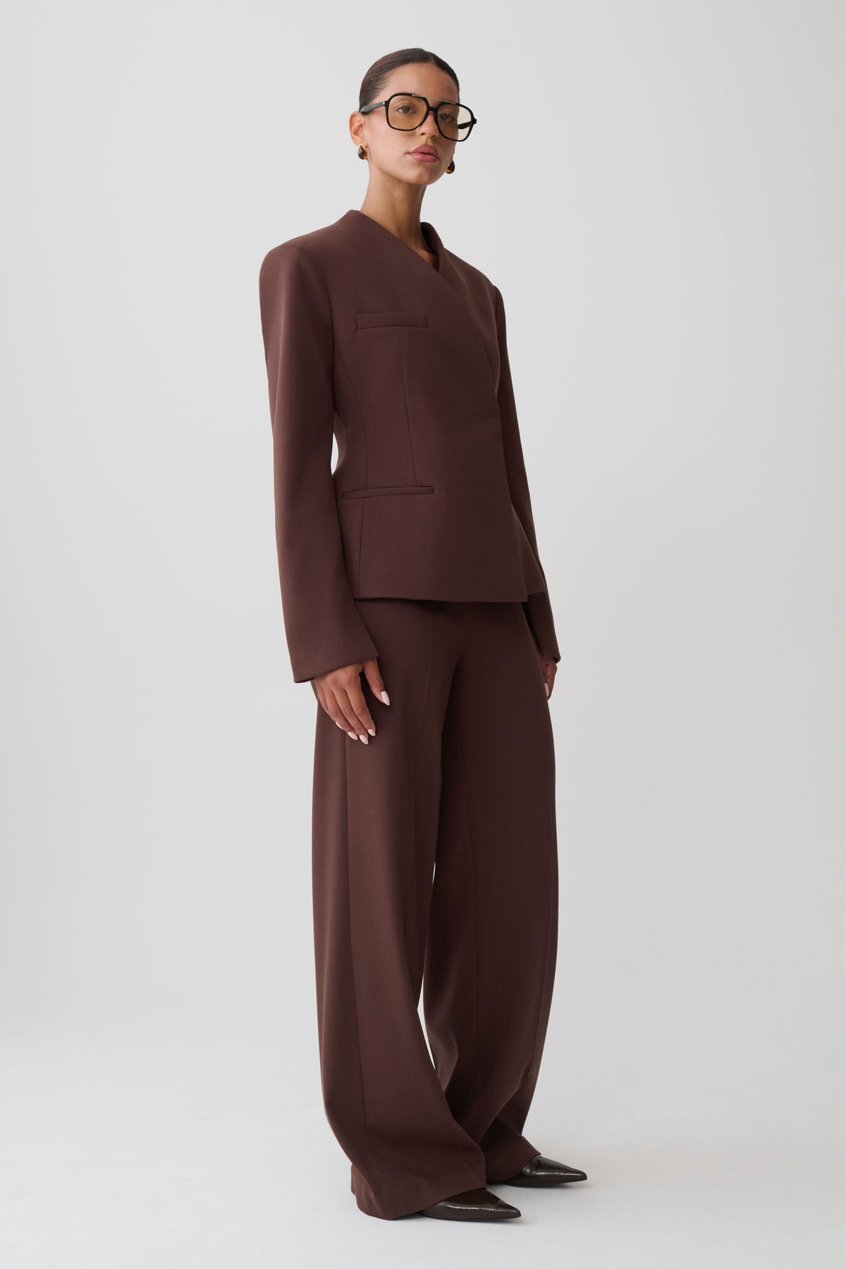 Katherine Suiting Structured Blazer - Dark Chocolate #4