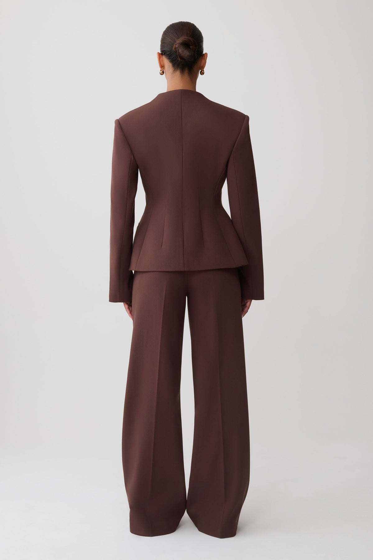 Katherine Suiting Structured Blazer - Dark Chocolate