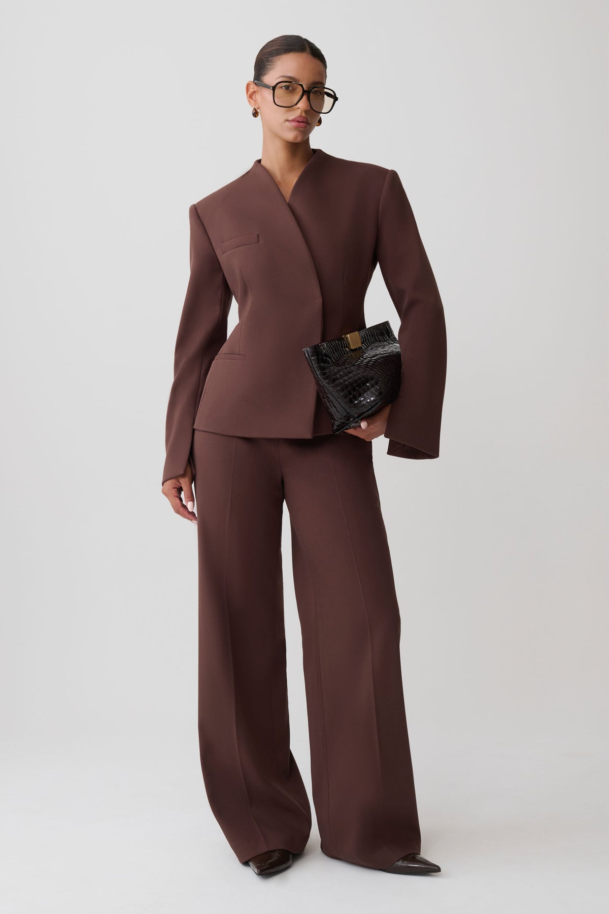 Katherine Suiting Structured Blazer - Dark Chocolate #2