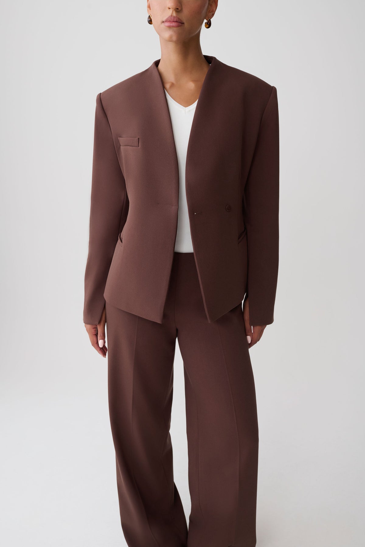 Katherine Suiting Structured Blazer - Dark Chocolate #3