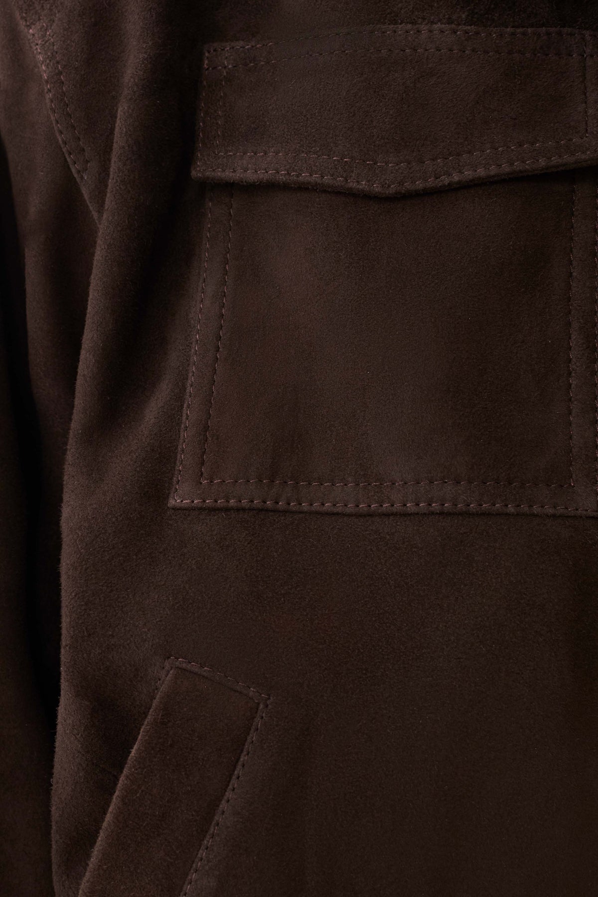 Nicky Funnel Neck Suede Bomber Jacket - Dark Chocolate #7