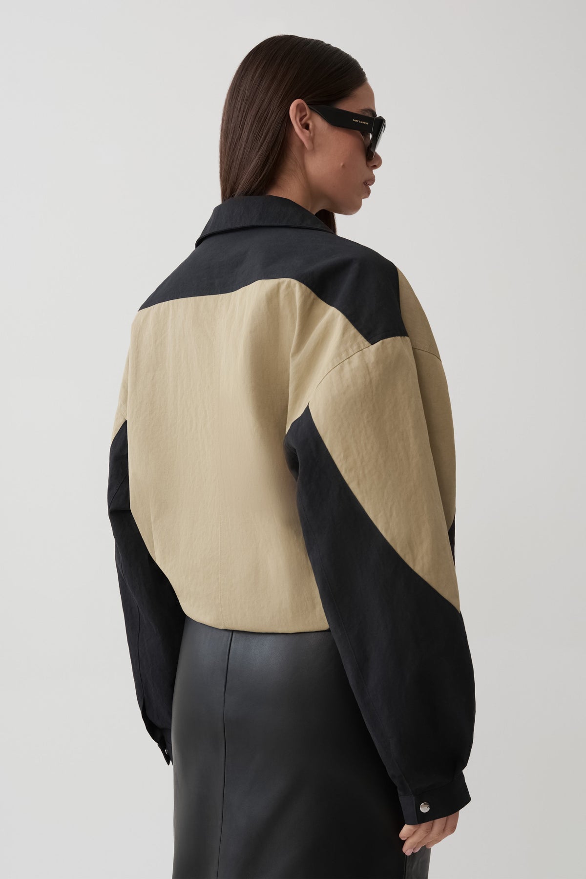 Lizzie Funnel Neck Bomber Jacket - Sage/Black #2