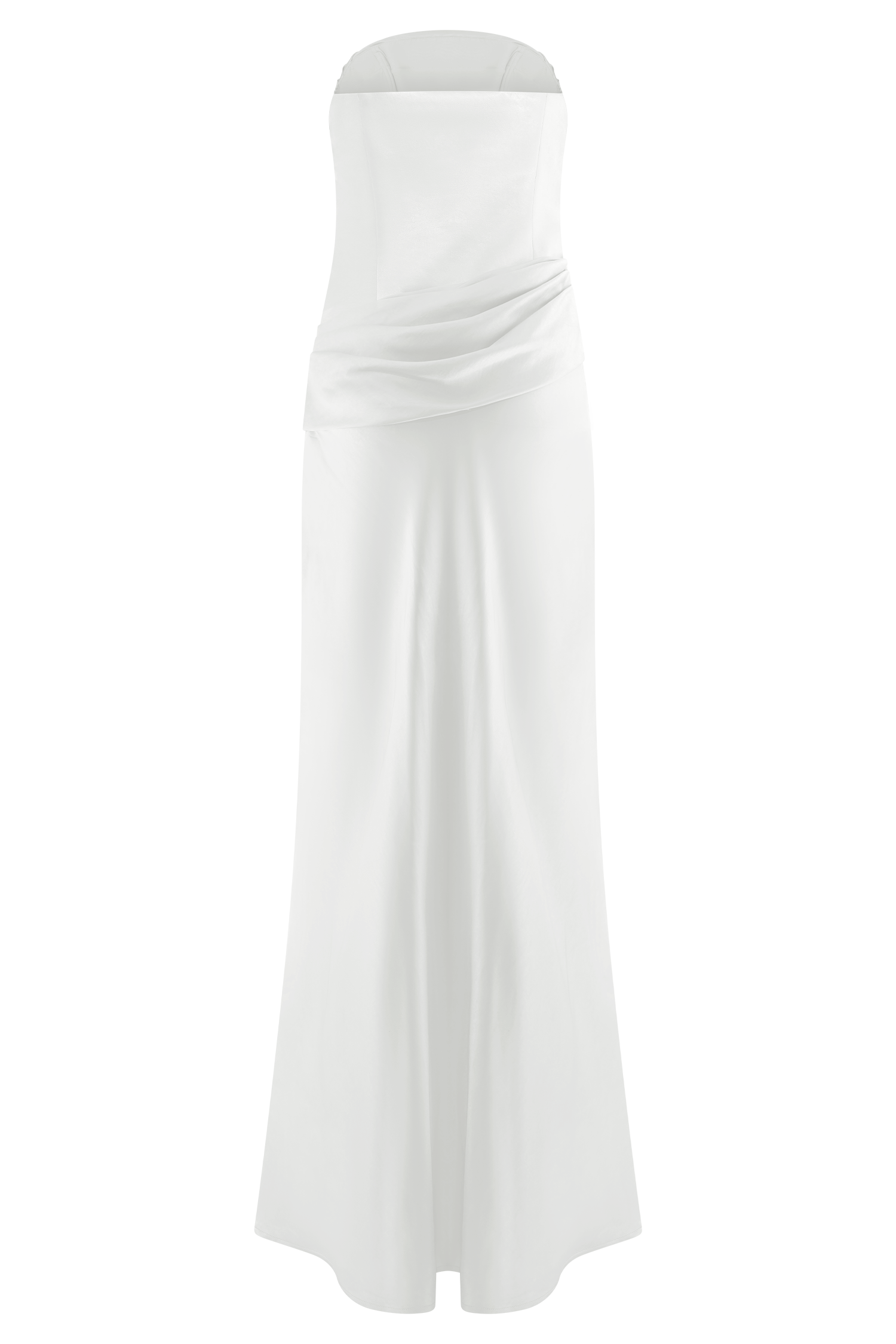 Jasmine Strapless Satin Maxi Dress - White #9