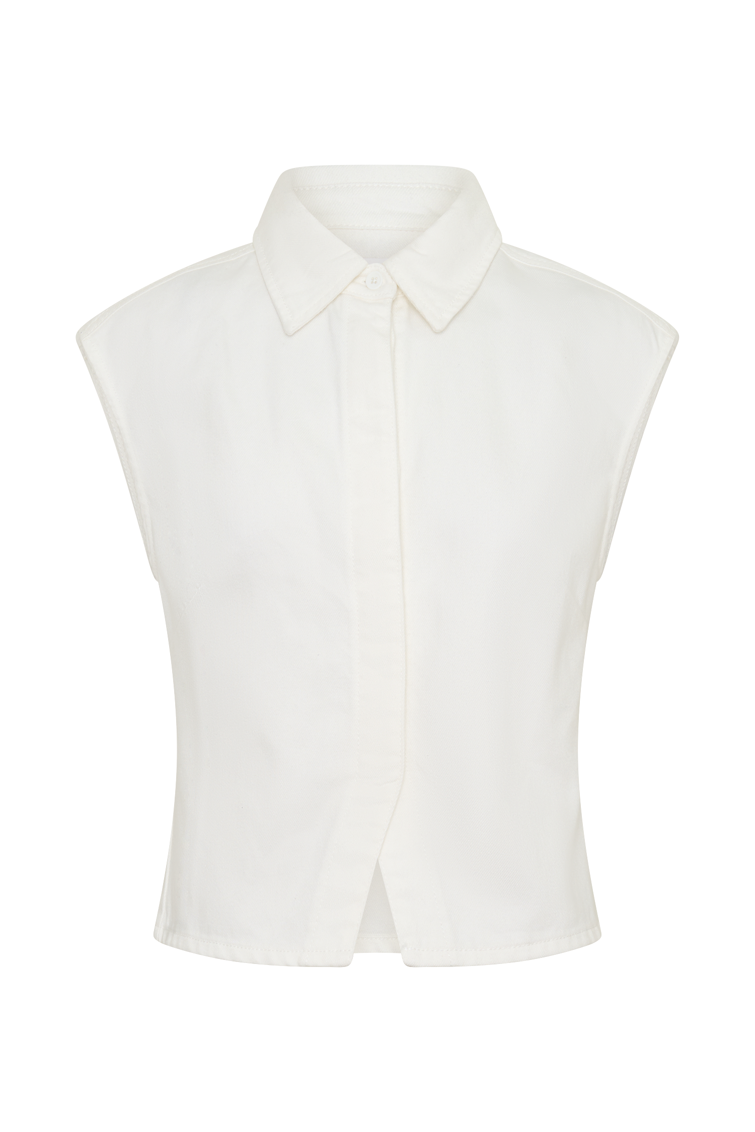 Jeremy Collared Denim Longline Top - White #9