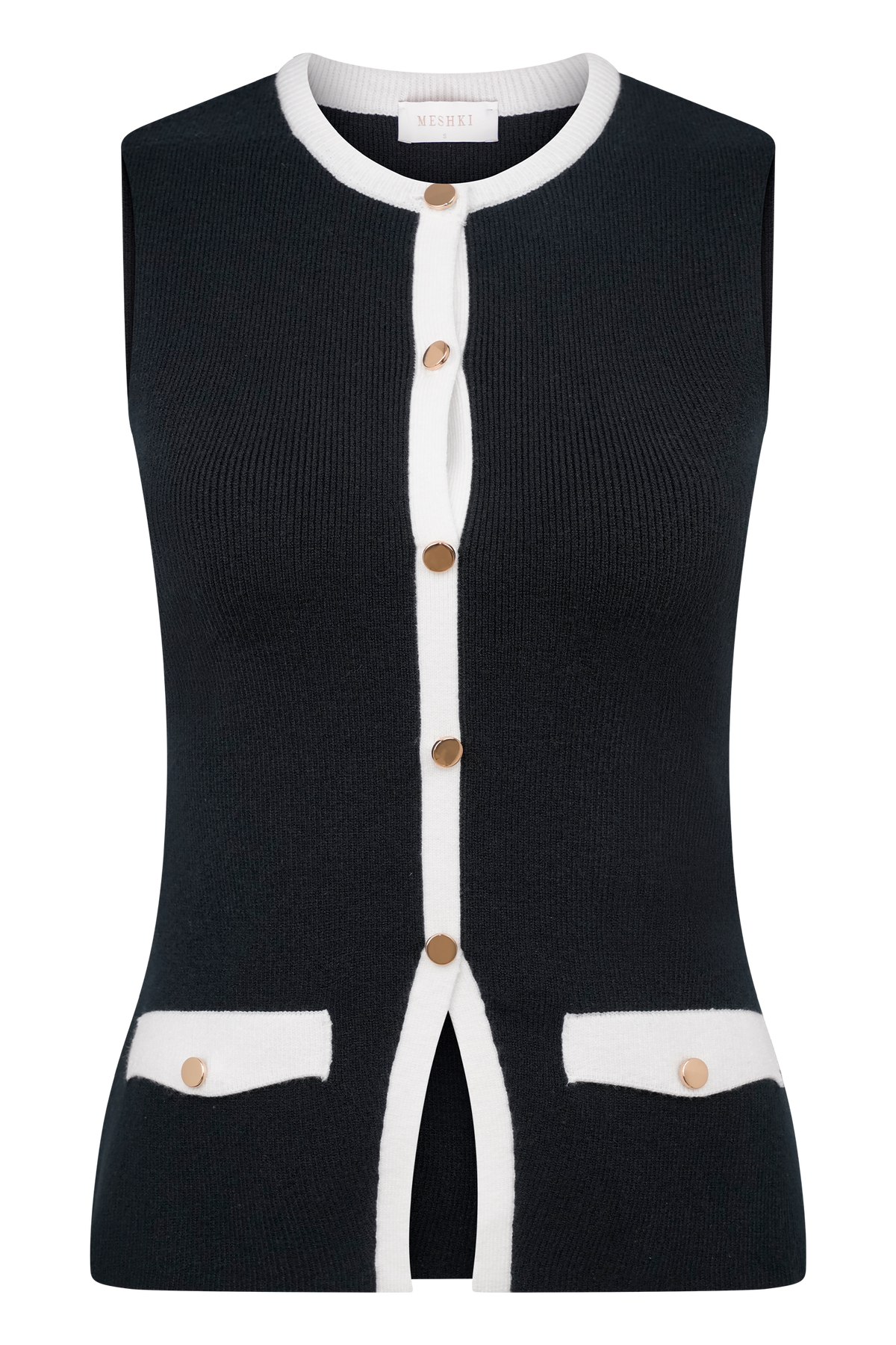 Julianne Contrast Knit Top - Black/White #7