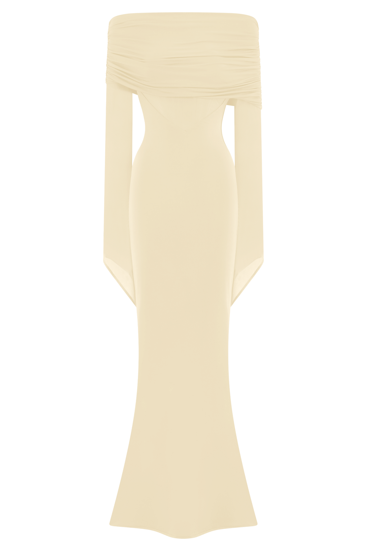 Kaitlin One Shoulder Slinky And Mesh Maxi Dress - Ivory #9