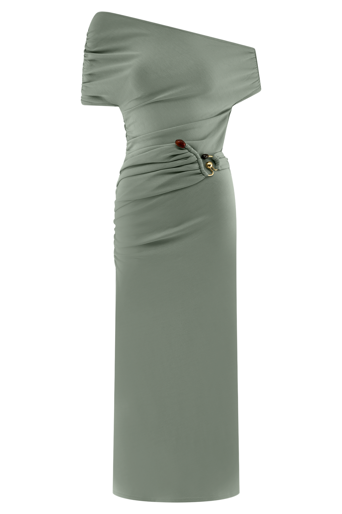 Kendra Scuba Jersey Midi Dress With Hardware - Sage #8
