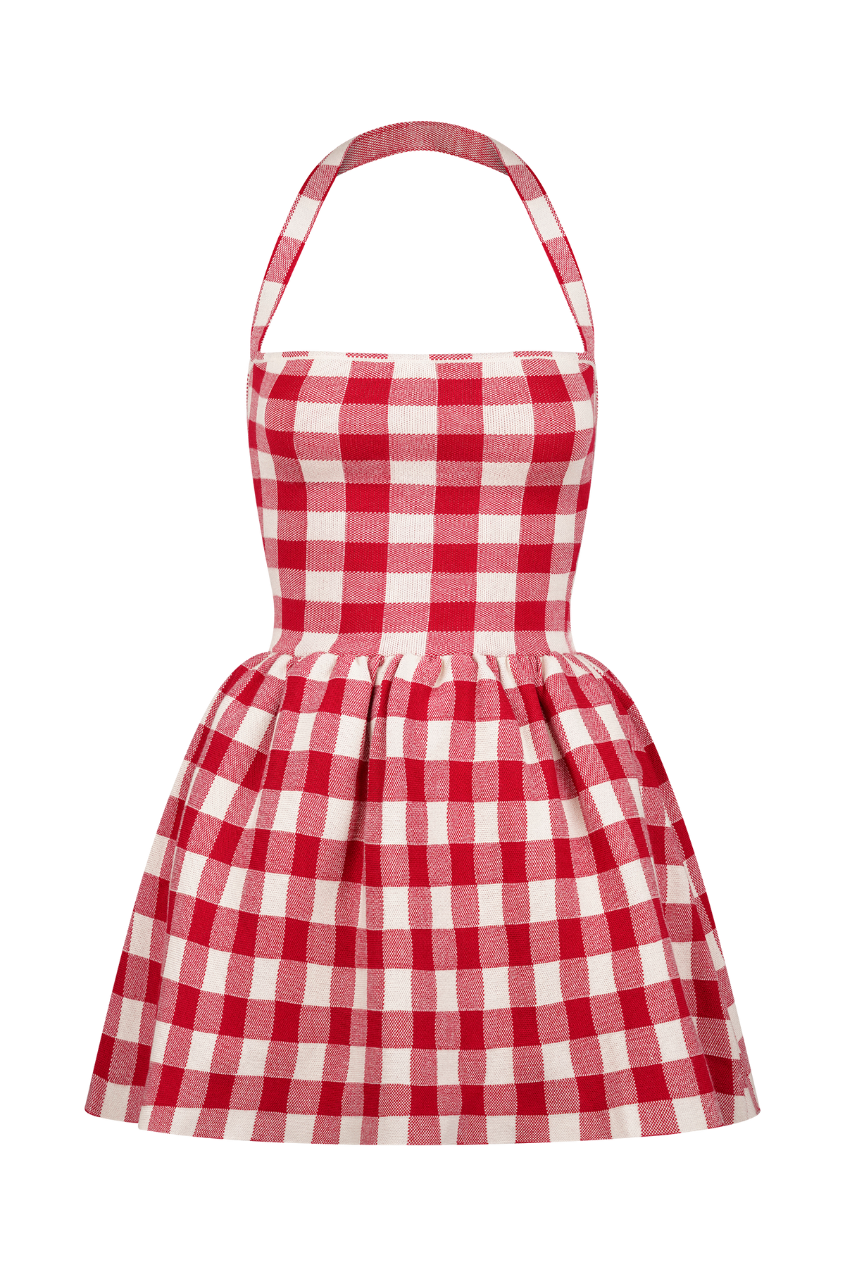Lindsay Halter Knit Mini Dress - Red Gingham #9