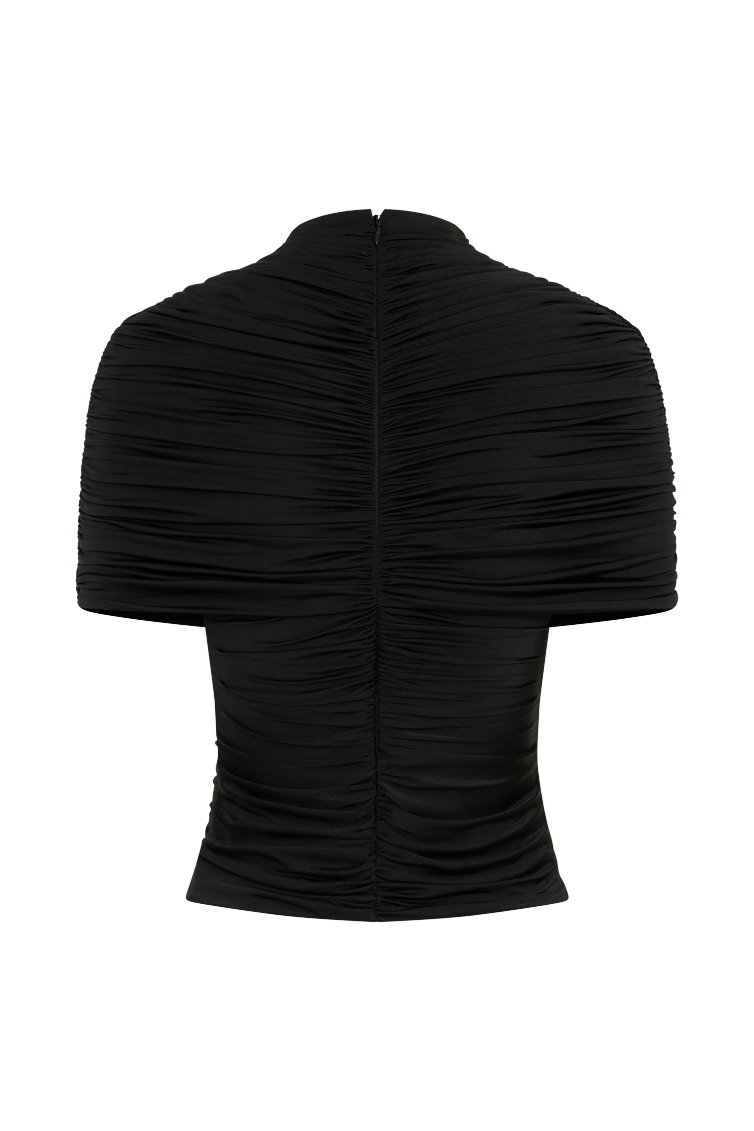 Linh Slinky High Neck Gathered Top - Black #11