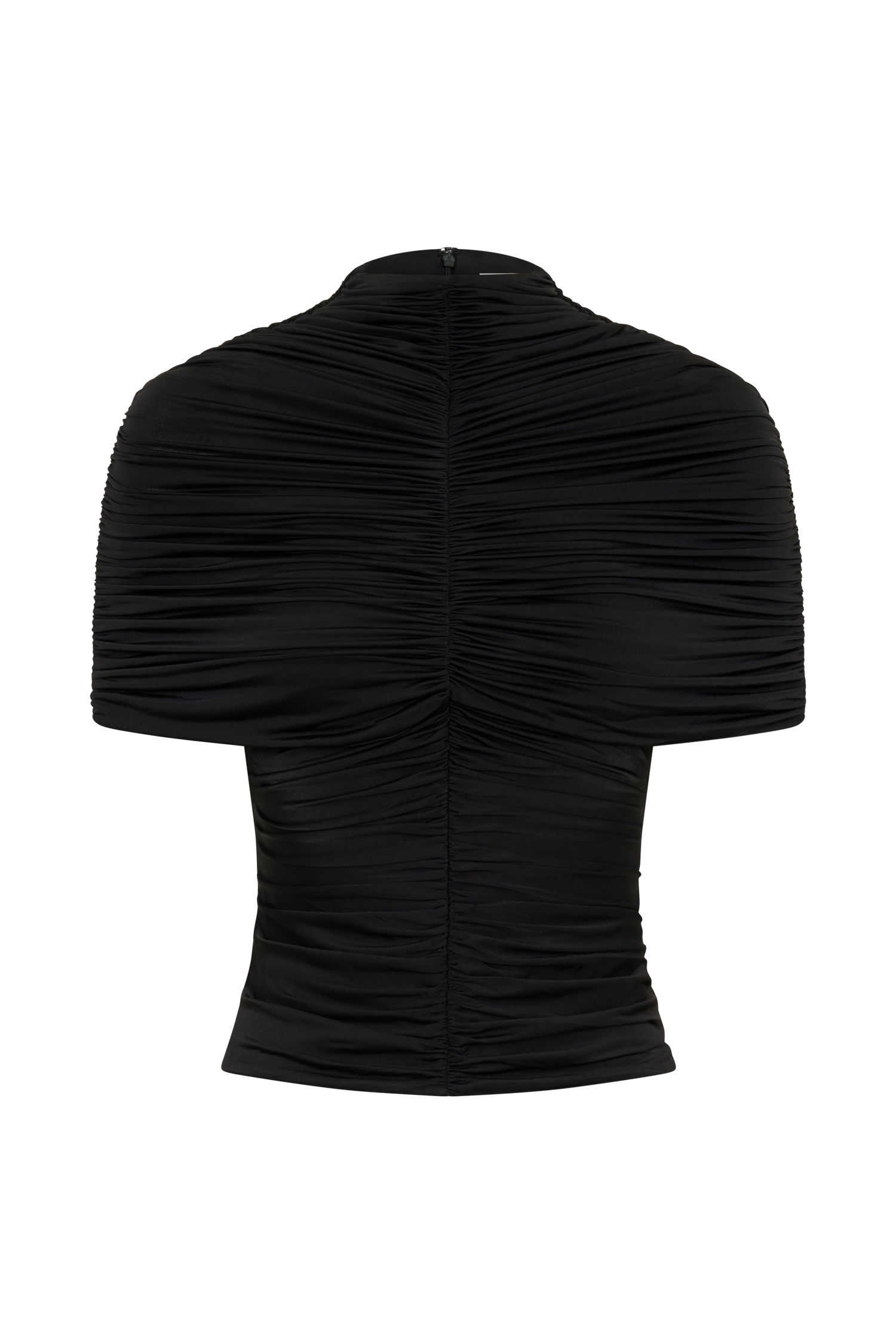 Linh Slinky High Neck Gathered Top - Black #12