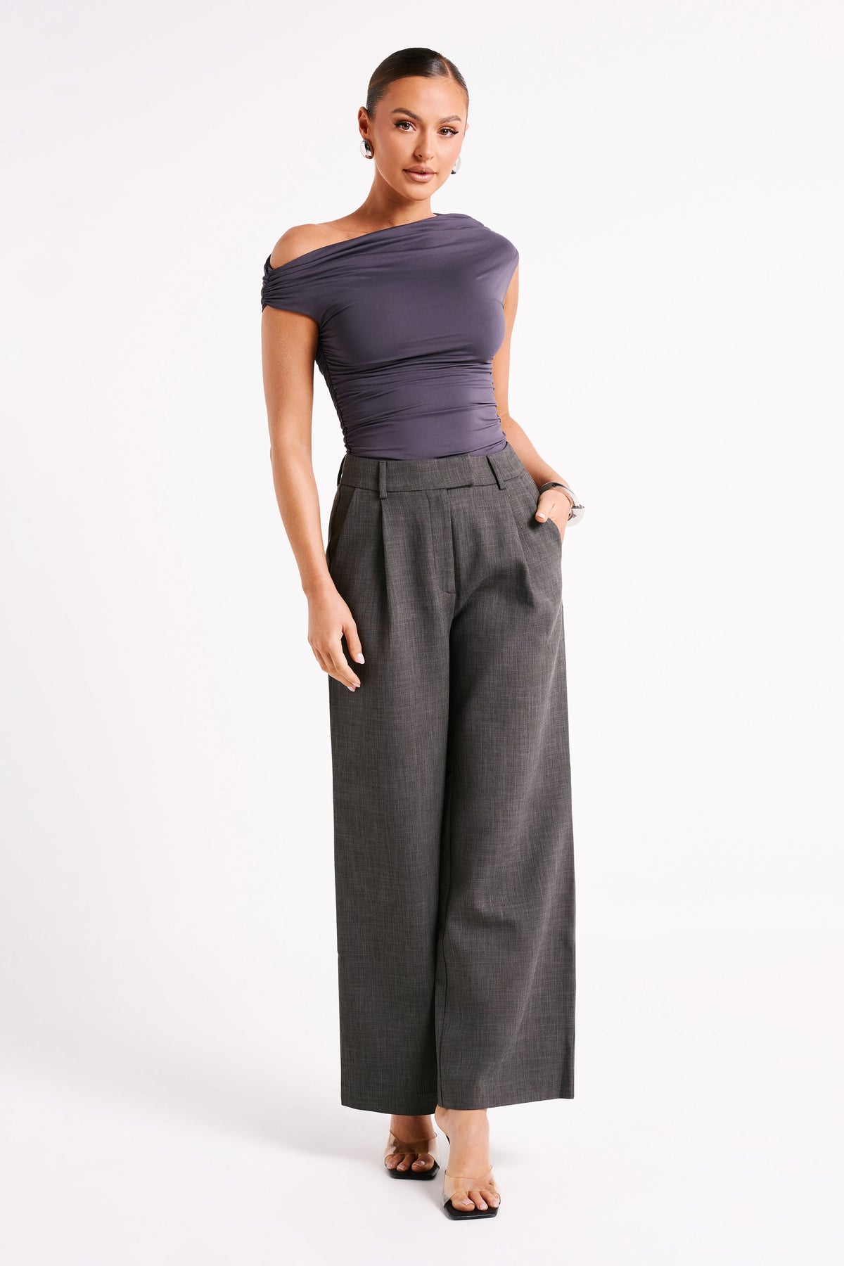 Alayna Recycled Nylon Ruched Top - Charcoal #4