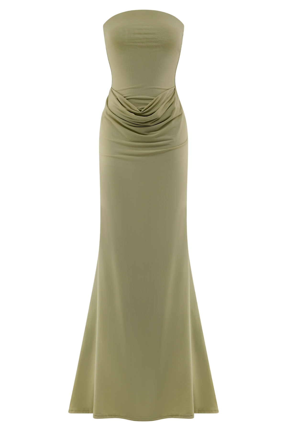Madison Strapless Slinky Maxi Dress - Sage