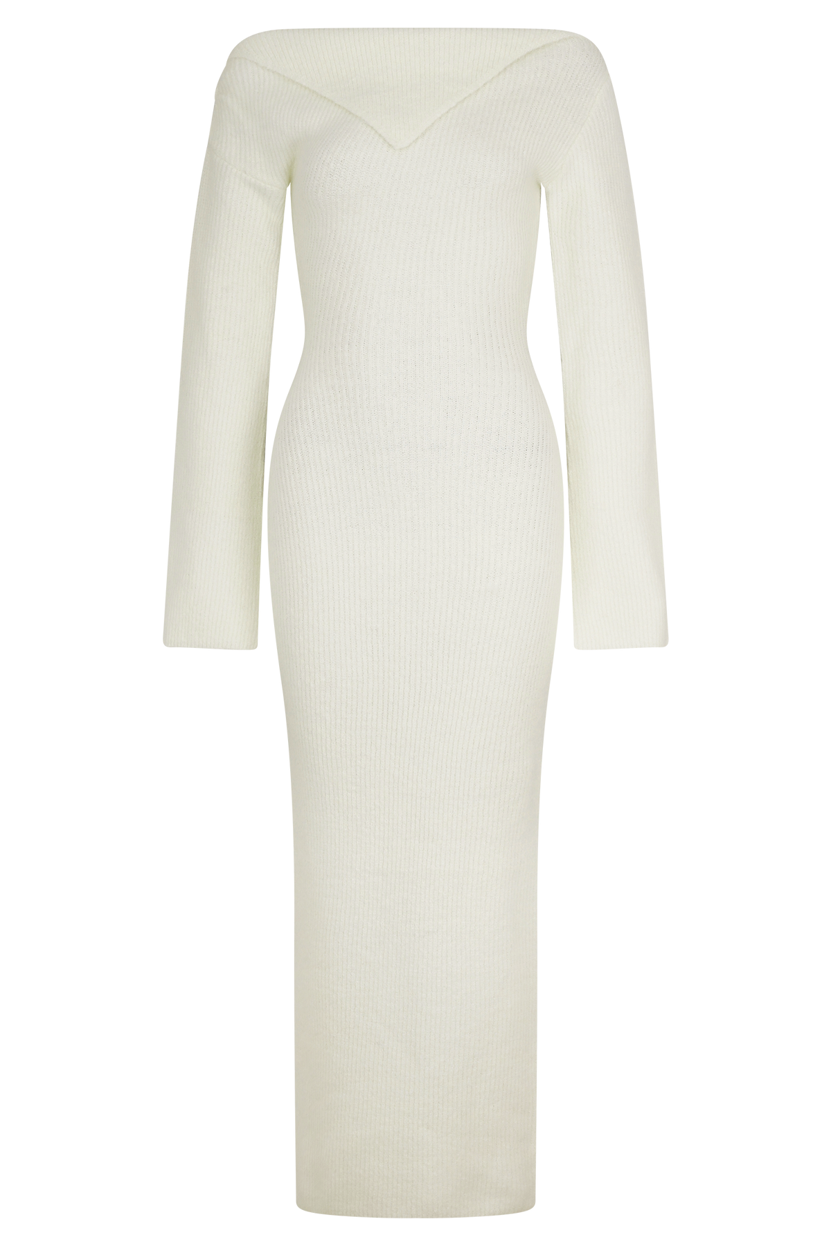 Magenta One Shoulder Fluffy Knit Midi Dress - Ivory #7