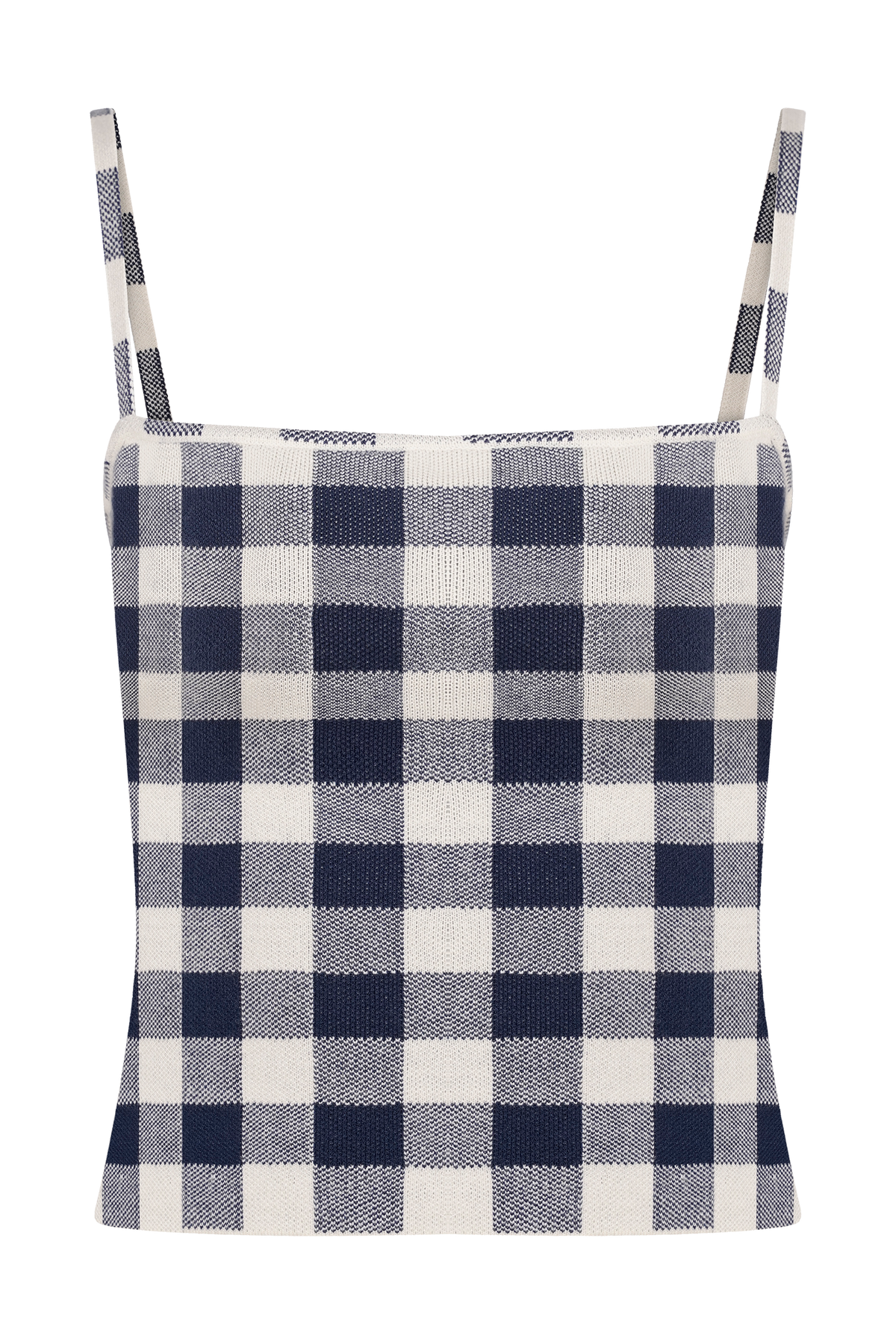 Marcie Sleeveless Knit Top - Navy Gingham