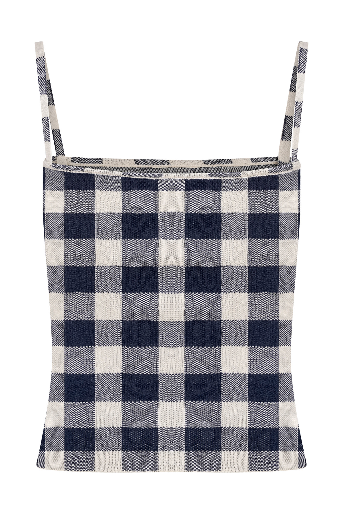 Marcie Sleeveless Knit Top - Navy Gingham #10