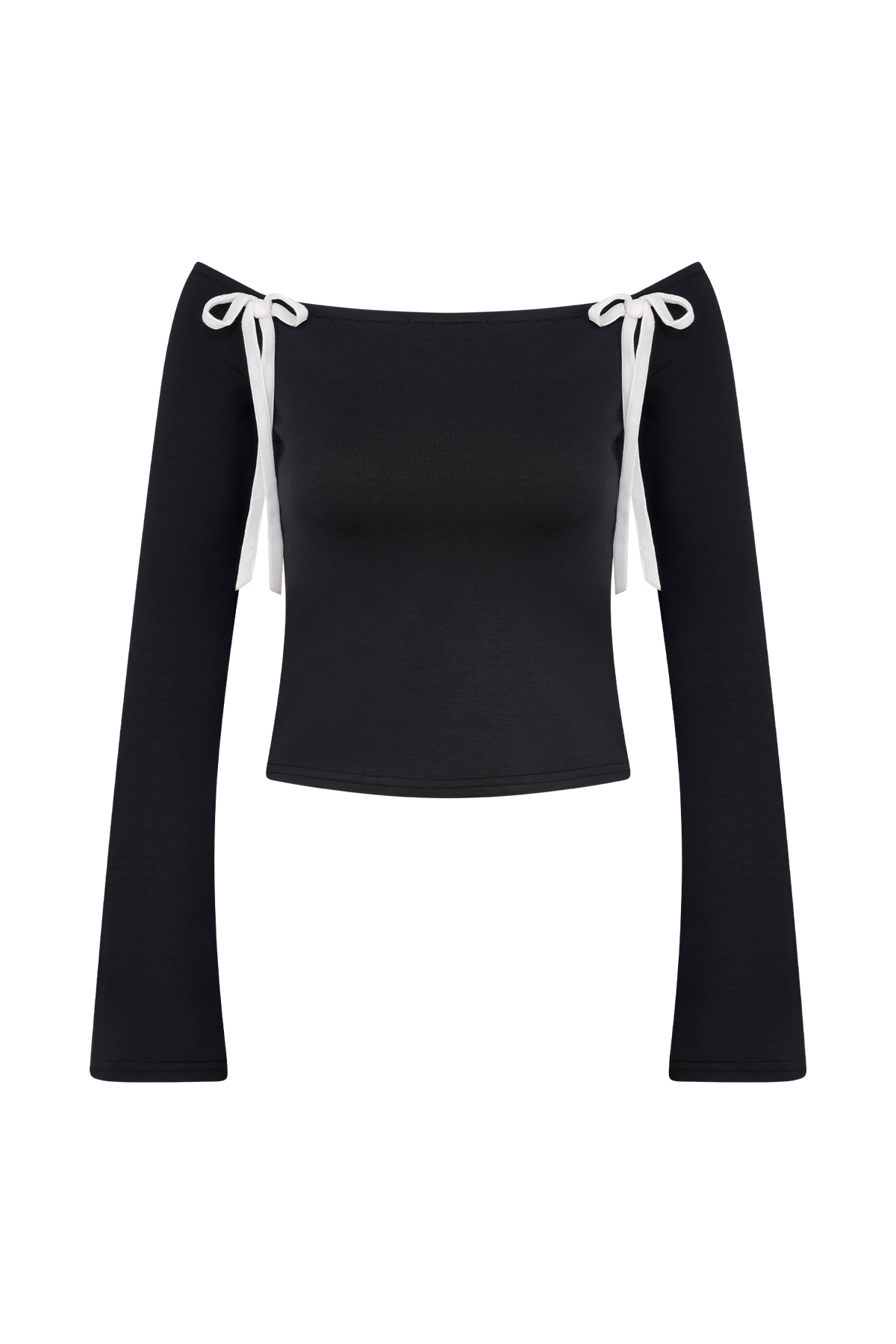 Marlene Scuba Jersey Contrast Top - Black/White