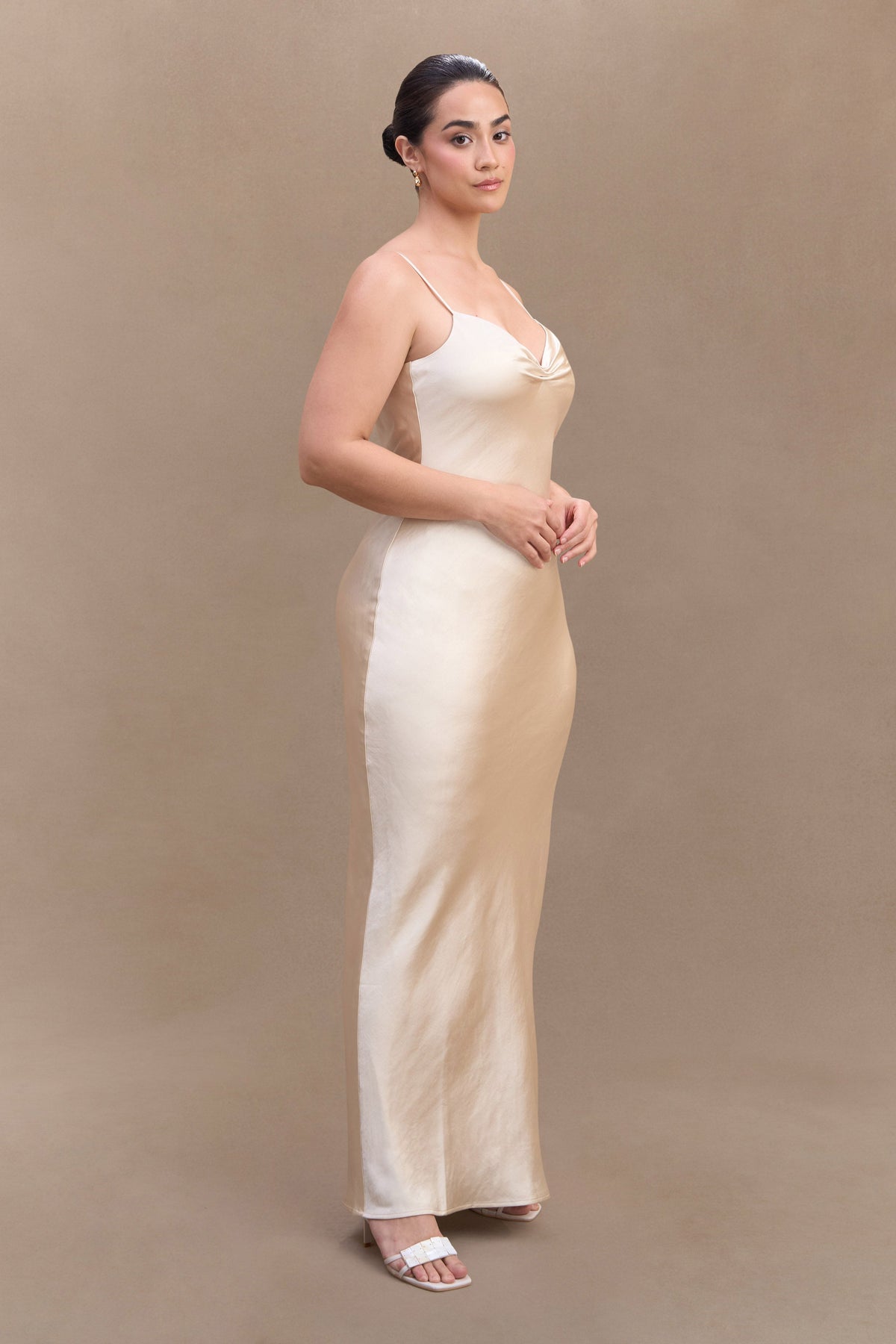 Lilly Sweetheart Satin Maxi Dress - Blush Gold #5