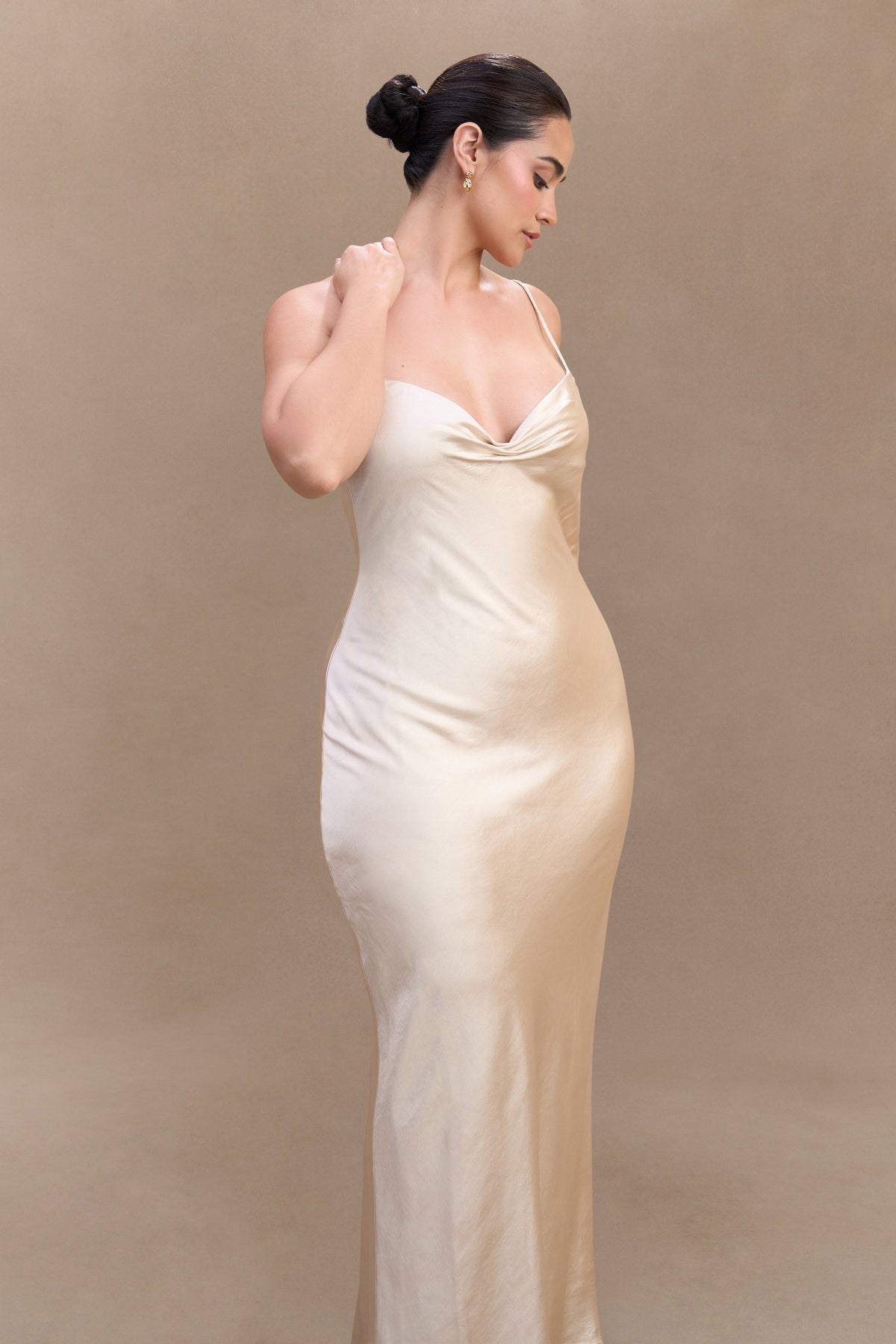 Lilly Sweetheart Satin Maxi Dress - Blush Gold #7
