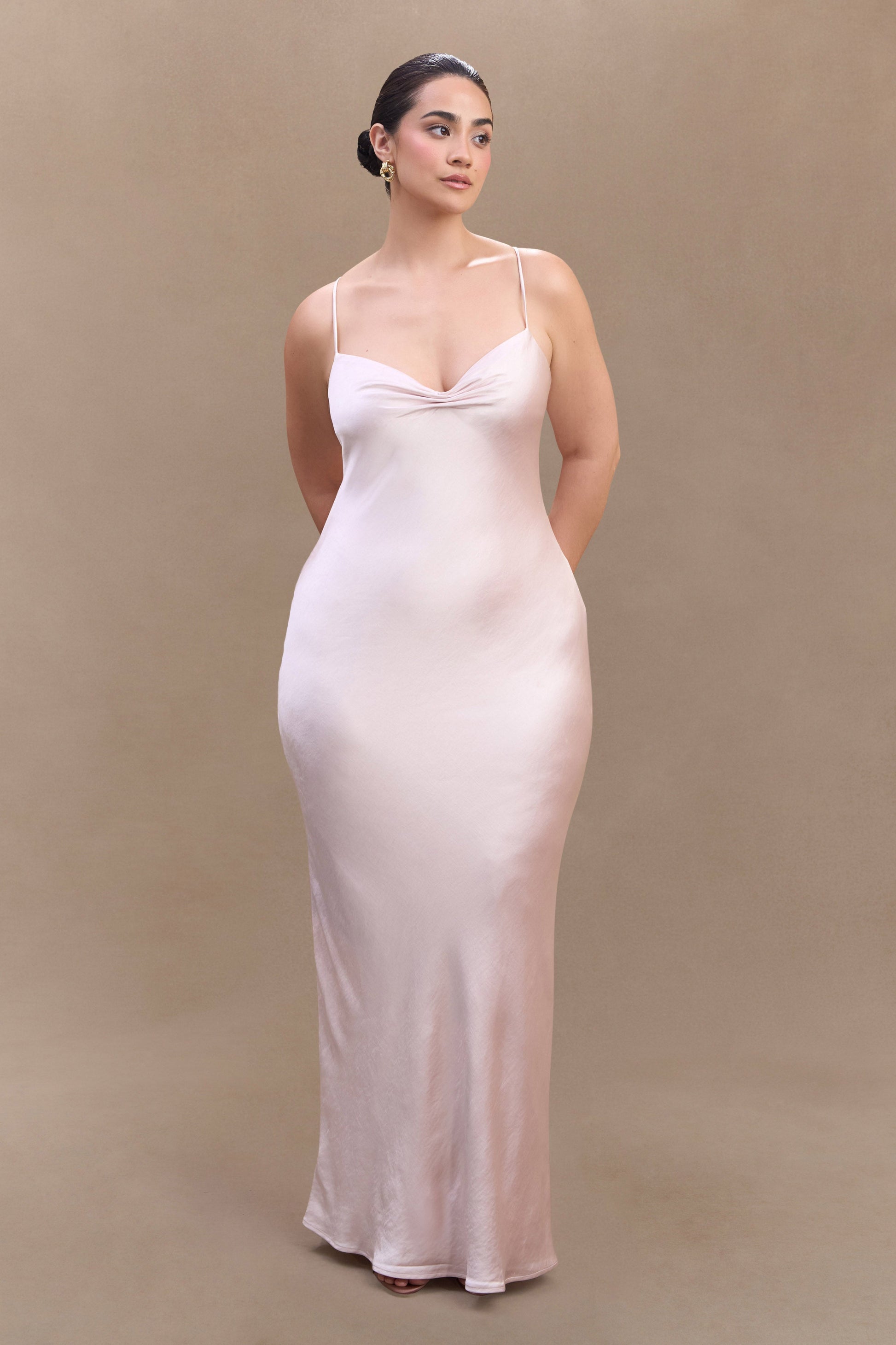Lilly Sweetheart Satin Maxi Dress - Soft Pink #4