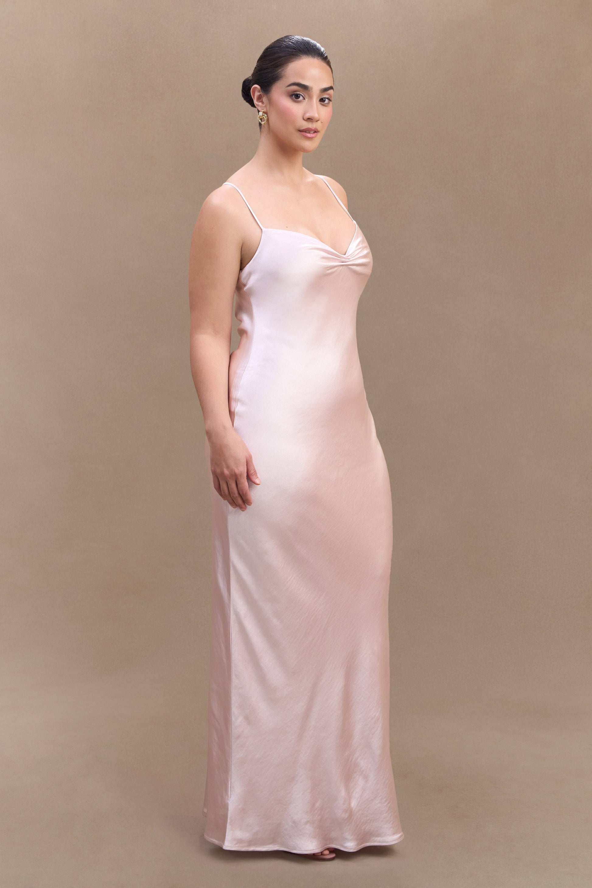 Lilly Sweetheart Satin Maxi Dress - Soft Pink #5