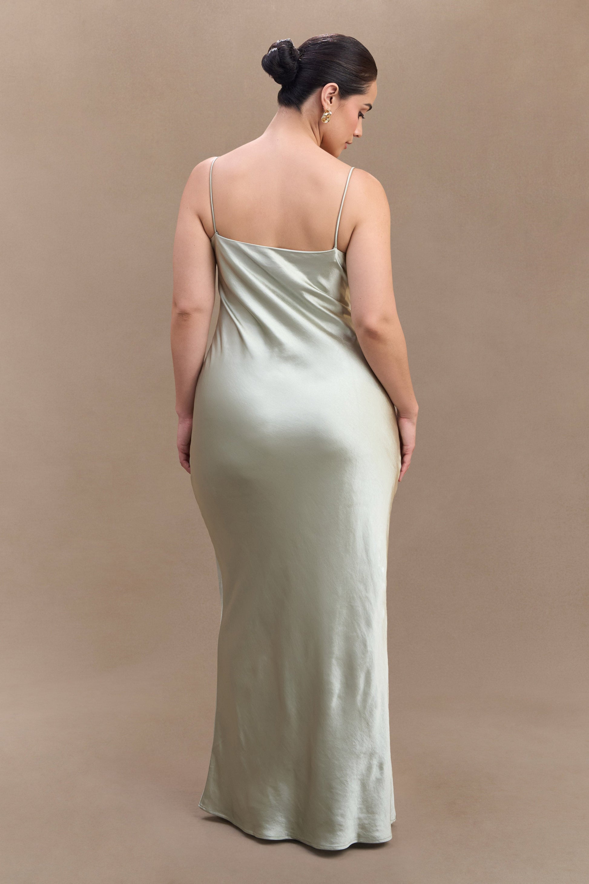Lilly Sweetheart Satin Maxi Dress - Sage #6