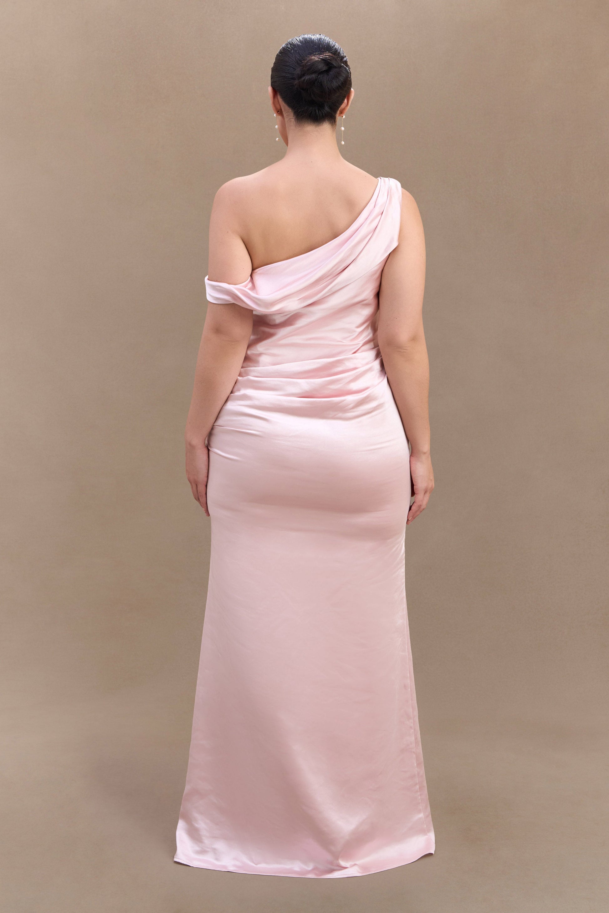 Dalia Off Shoulder Satin Maxi Dress - Soft Pink #6