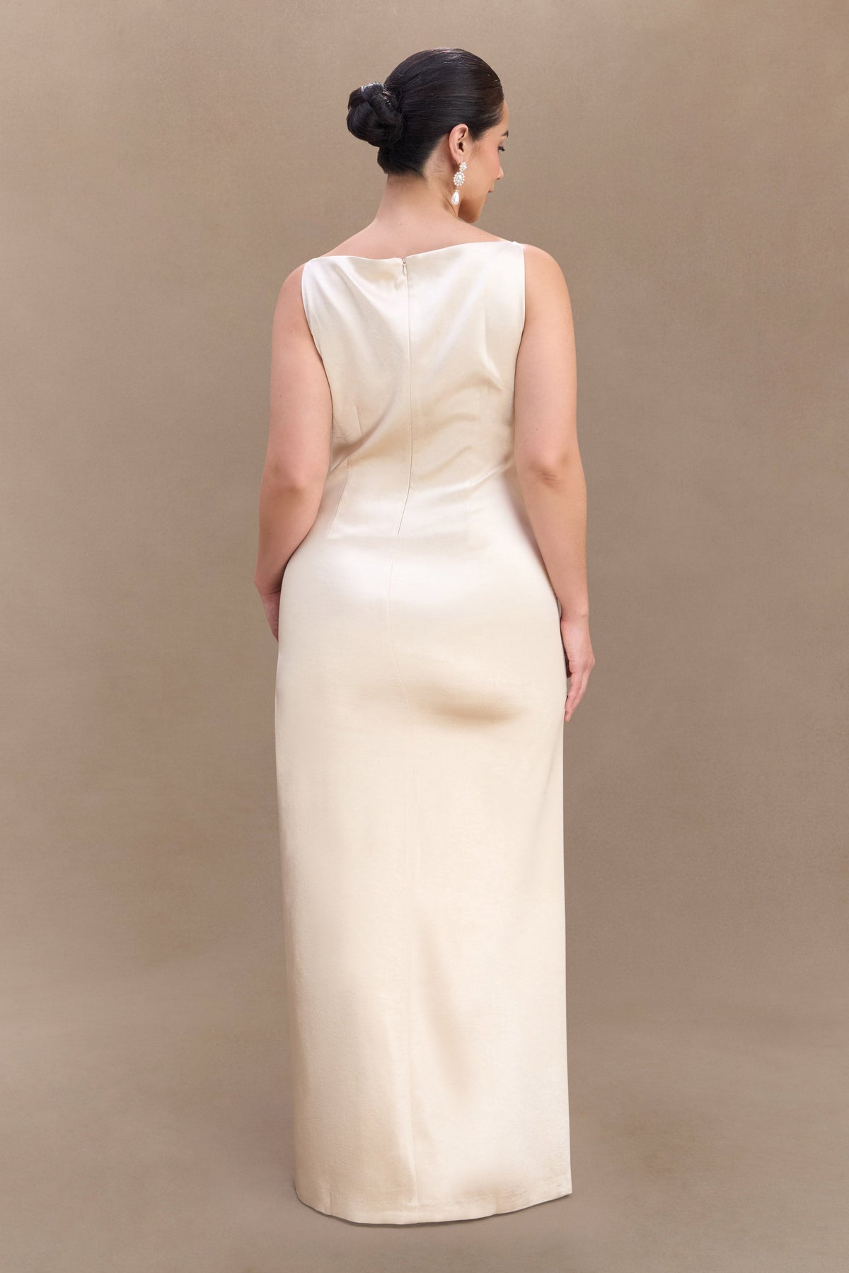 Violet Sleeveless Satin Maxi Dress - Blush Gold #5