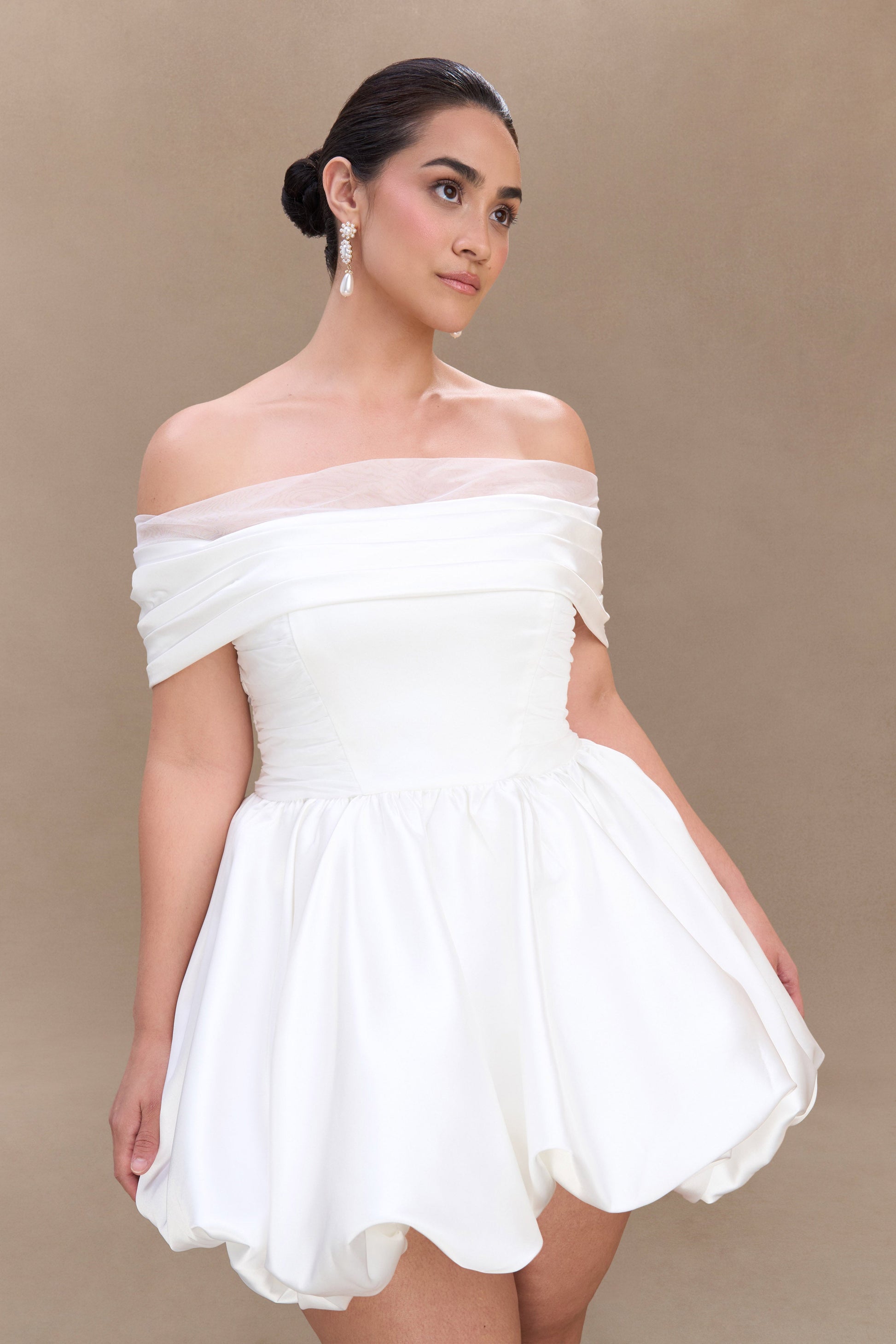 Lauretta Off Shoulder Mini Dress - White #7