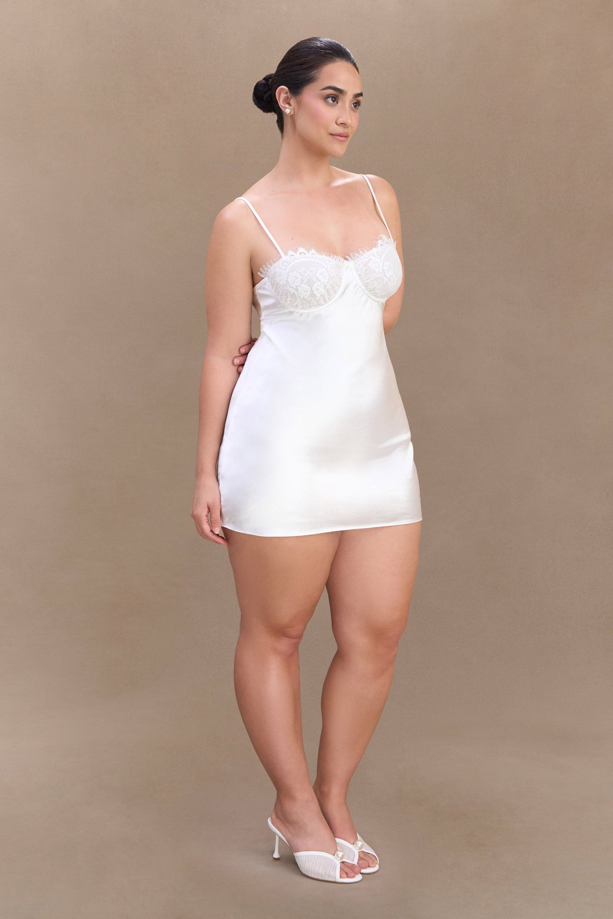 Scarlett Satin Slip Mini Dress - Ivory #9
