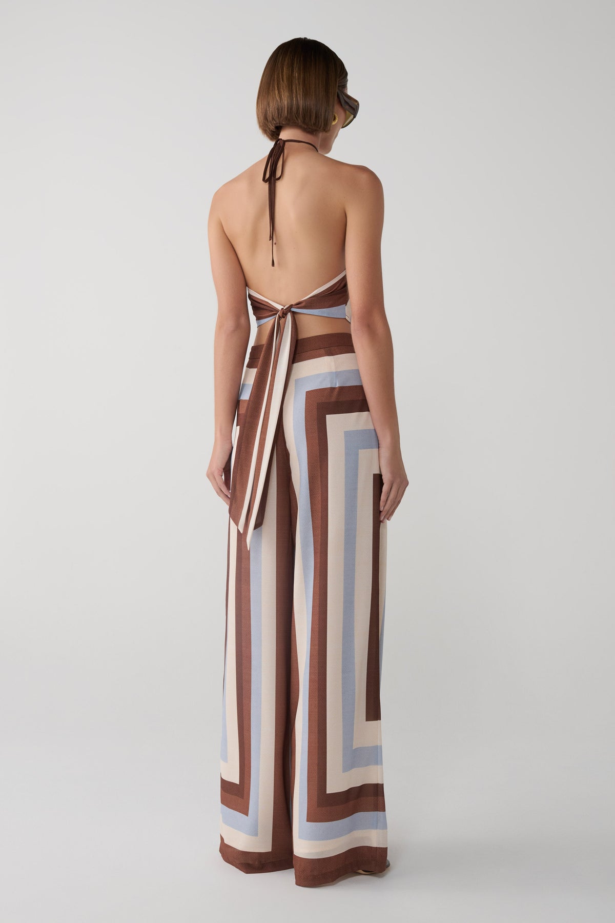 Rachel Chiffon Straight Leg Pants - Blue Stripe #4