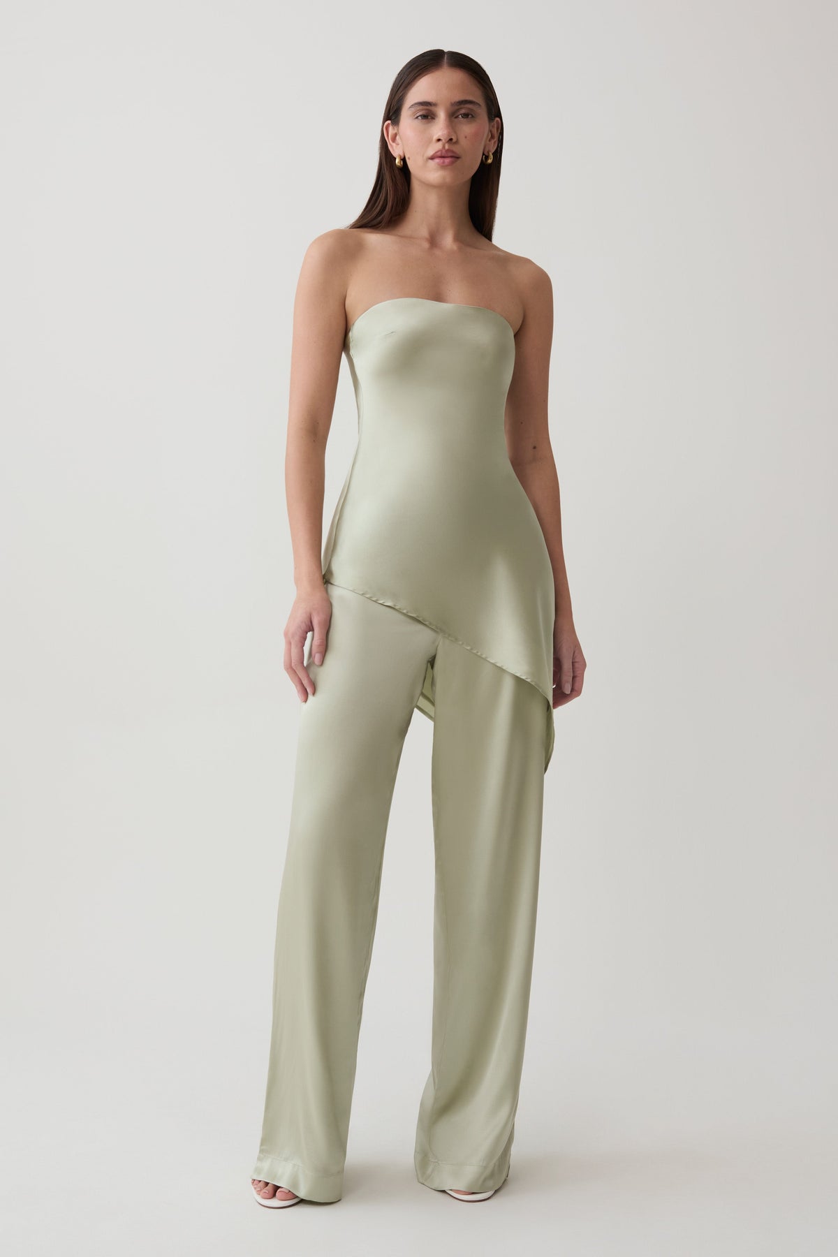 Kayla Silk Blend Straight Leg Pants - Sage #5